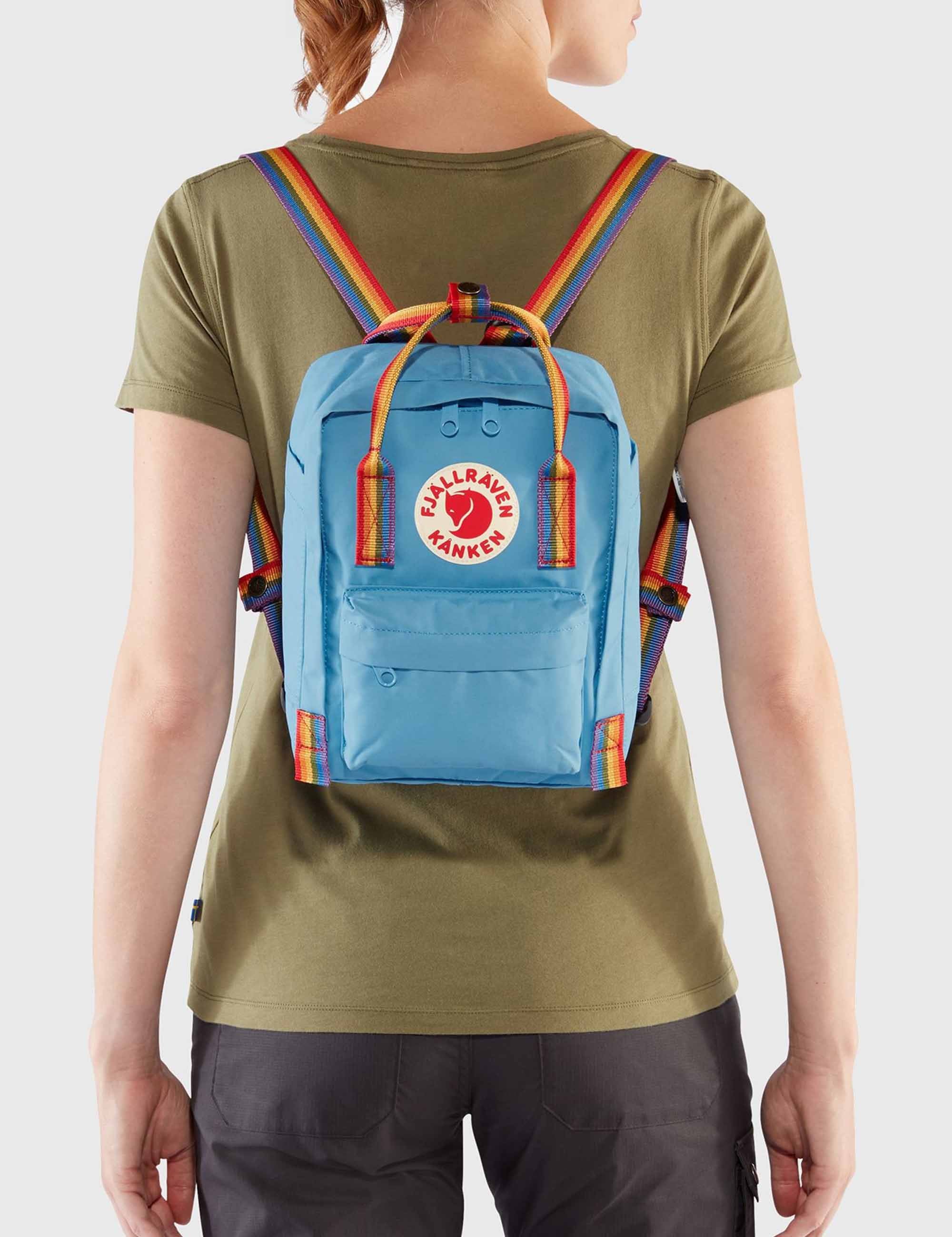 Kanken Mini Rainbow Backpack - Light Oak-Rainbow Pattern - Image 3
