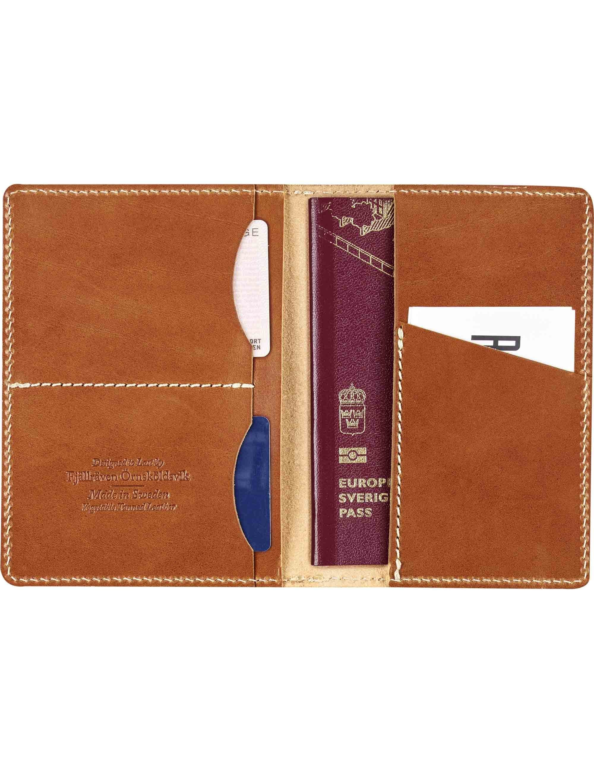 Ovik Leather Passport Cover - Cognac - Image 2