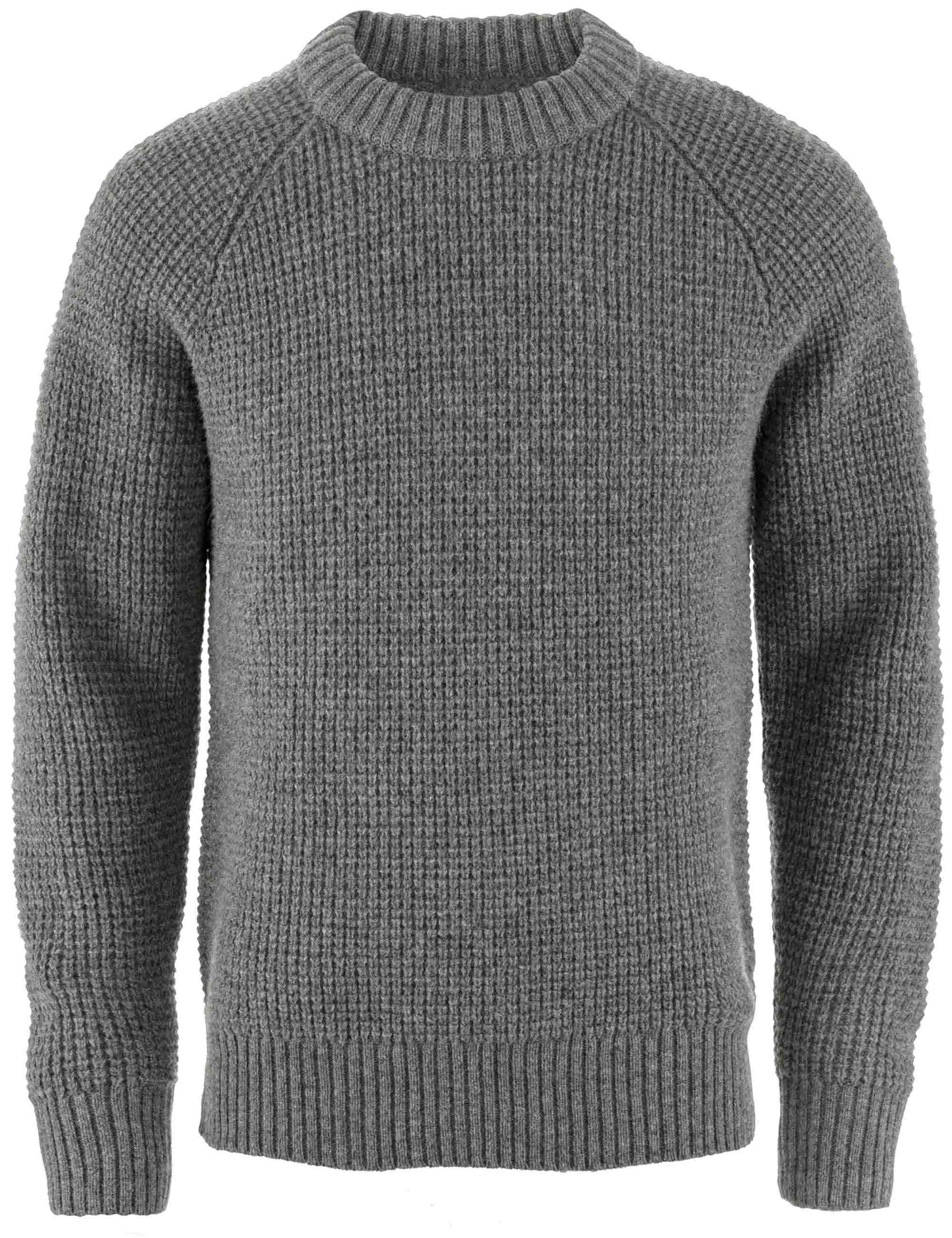Ovik Waffle Knit Crew Sweater - Grey