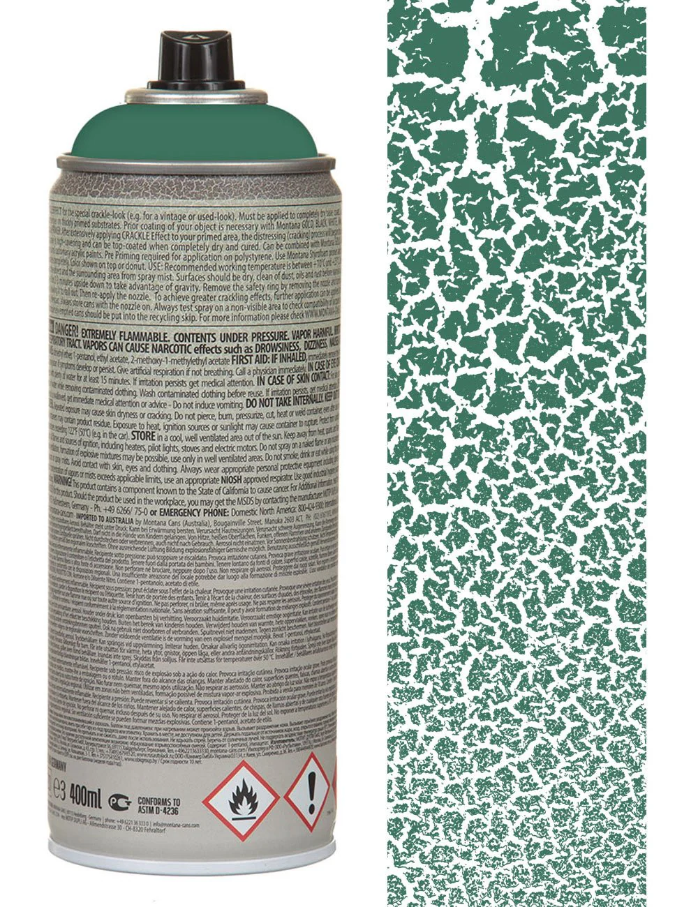 Crackle Effect Spray Paint 400ml - Patina Green EC6000 - Image 2