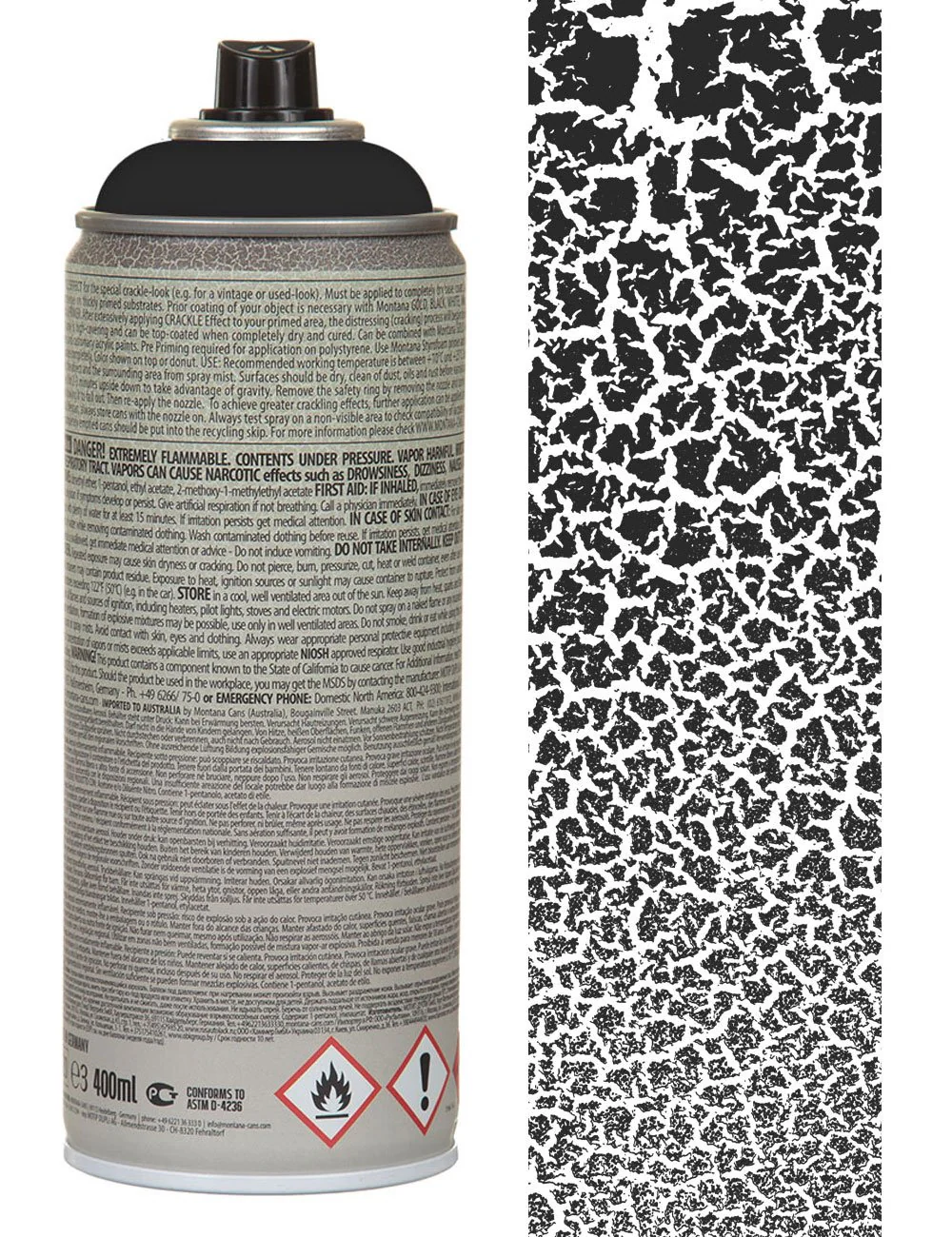 Crackle Effect Spray Paint 400ml - Traffic Black EC9017 - Image 2