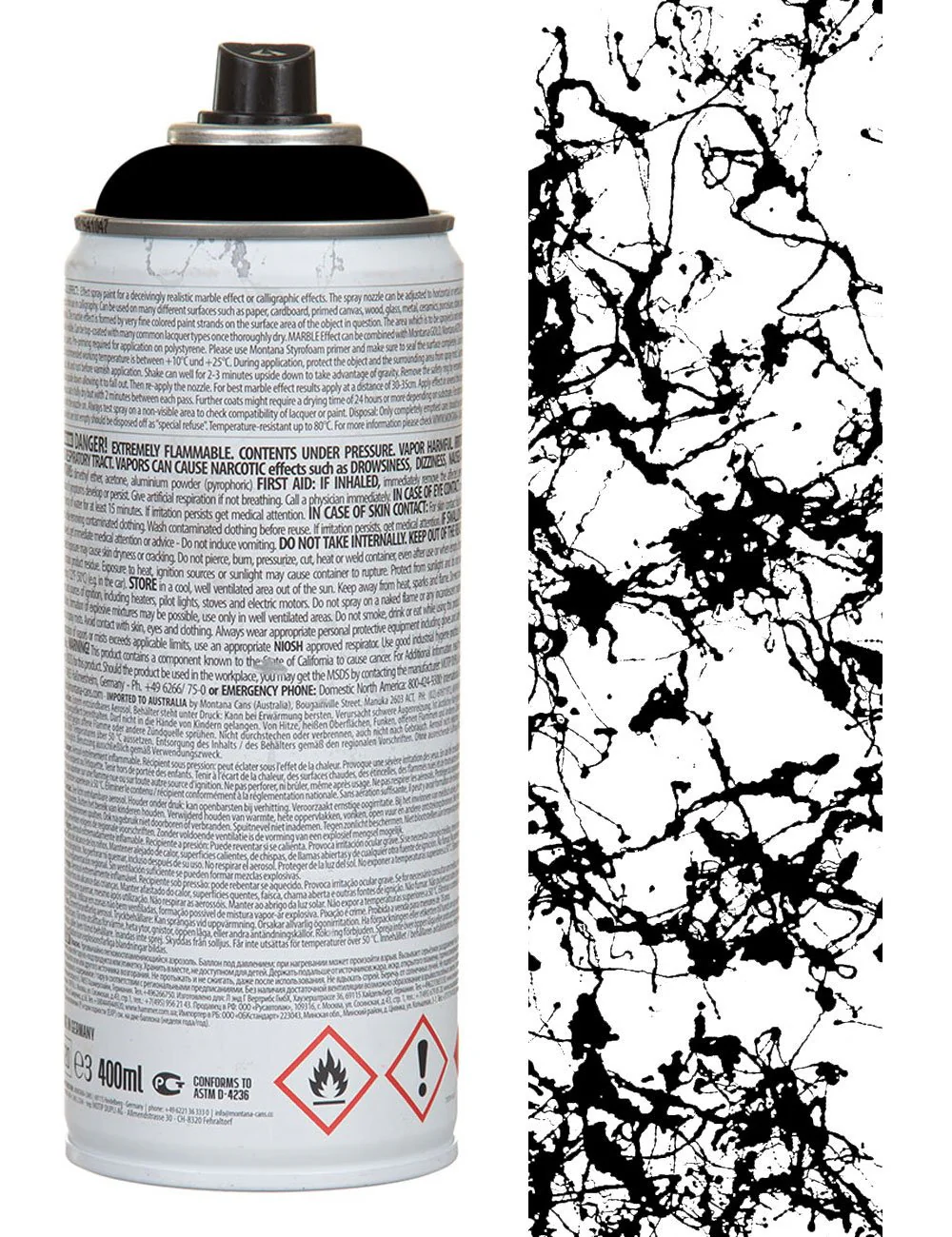 Marble Effect Spray Paint 400ml - Black EM9000 - Image 2