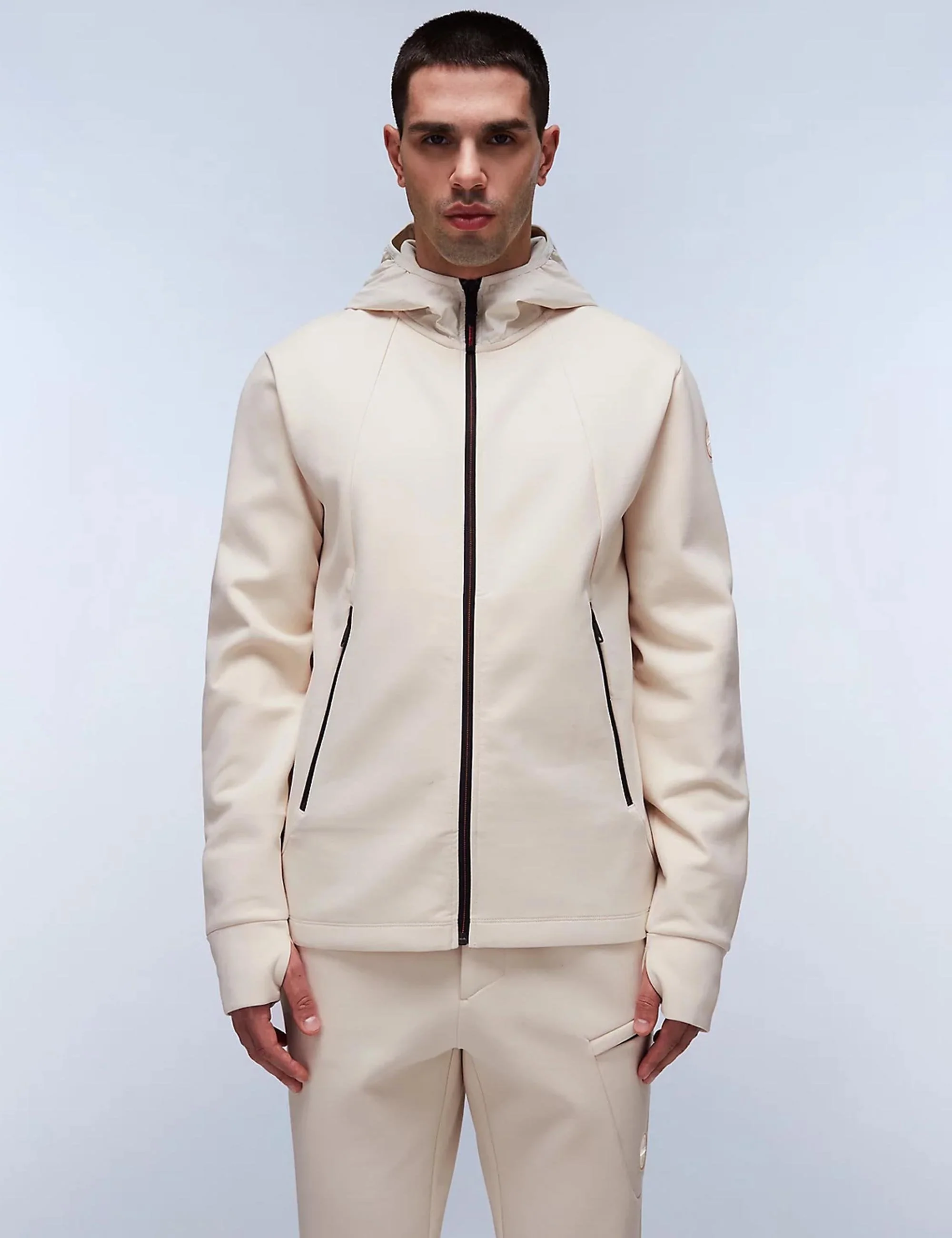 Lys Full Zip Hooded Jacket - Beige Dimity - Image 2