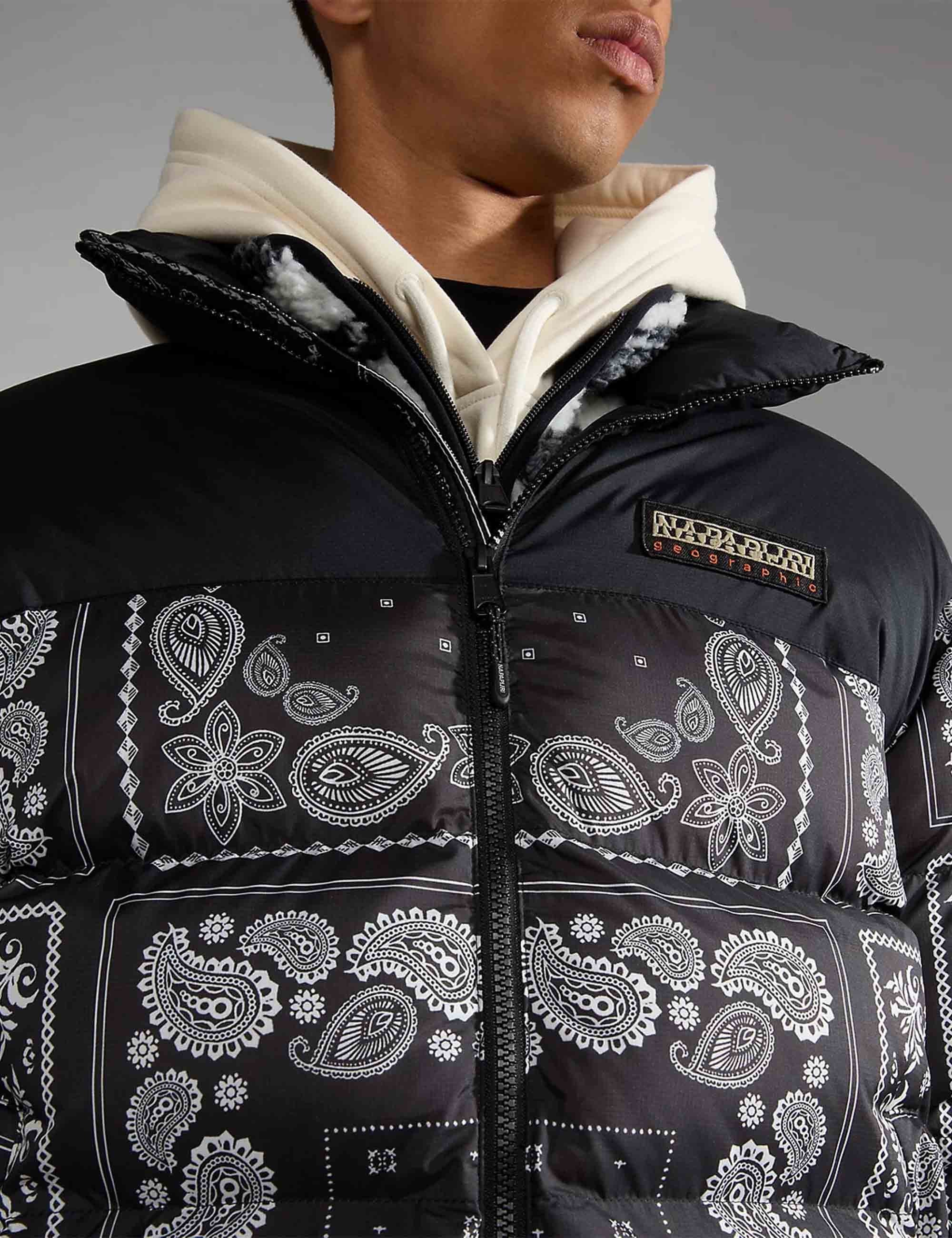 Paisley Puffer Jacket - Black - Image 5