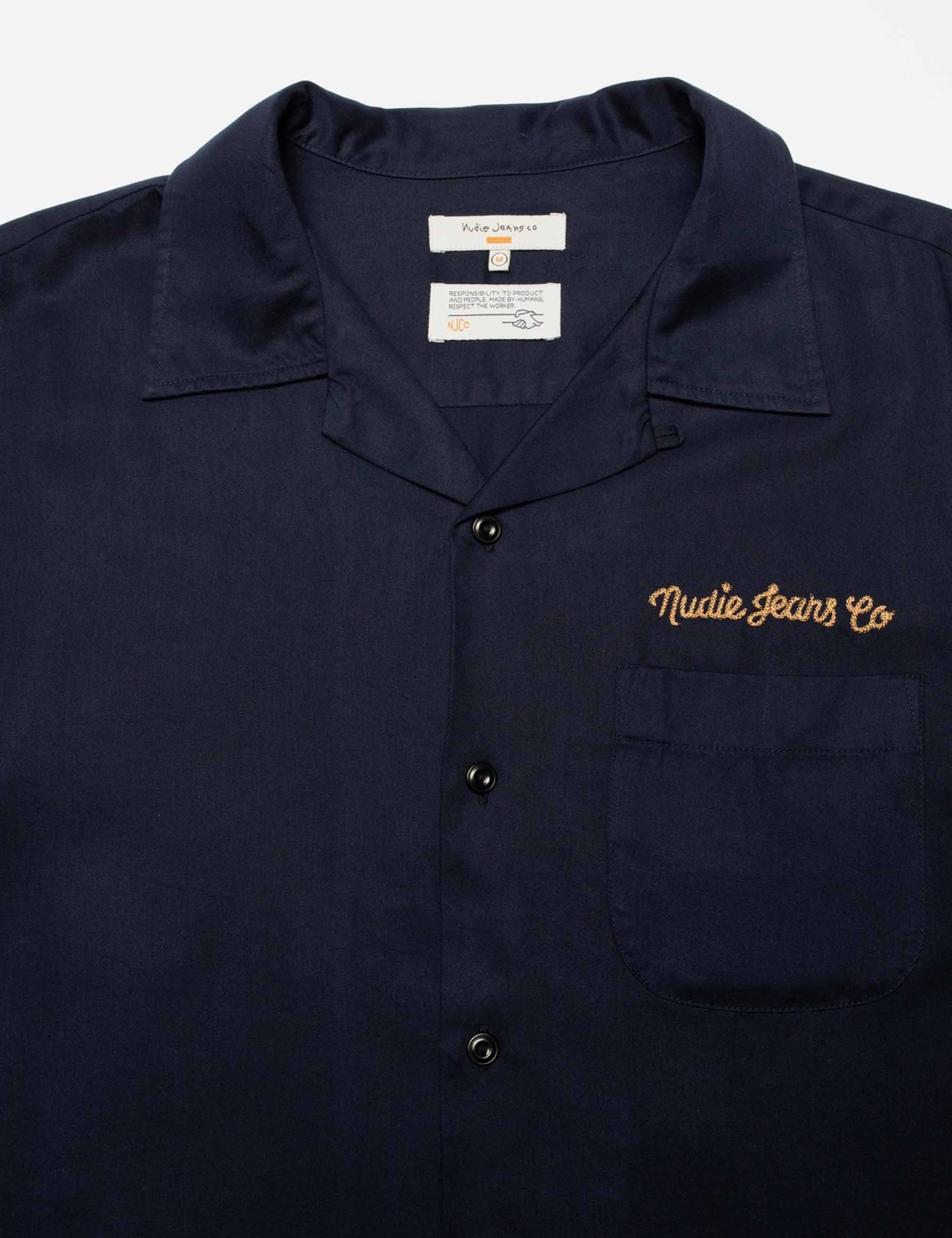 Arthur Bowling Shirt - Navy - Image 5