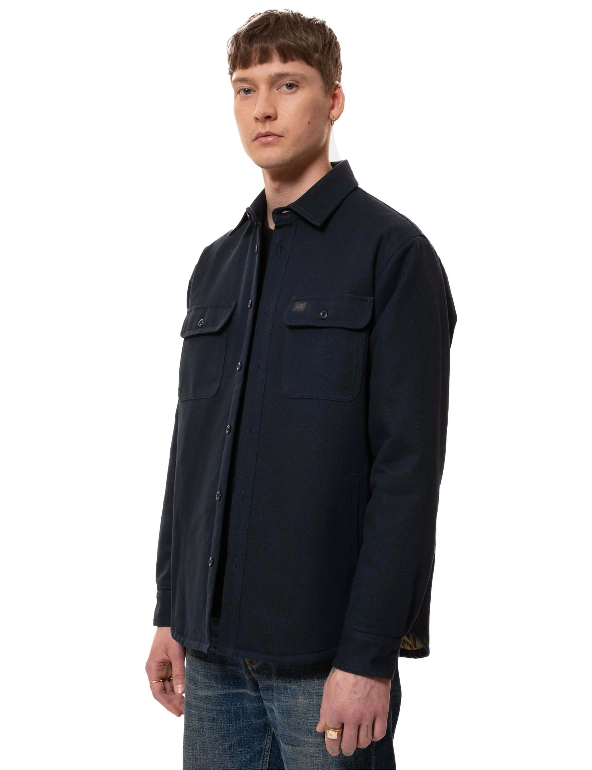 Glen Padded Shirt - Navy - Image 4