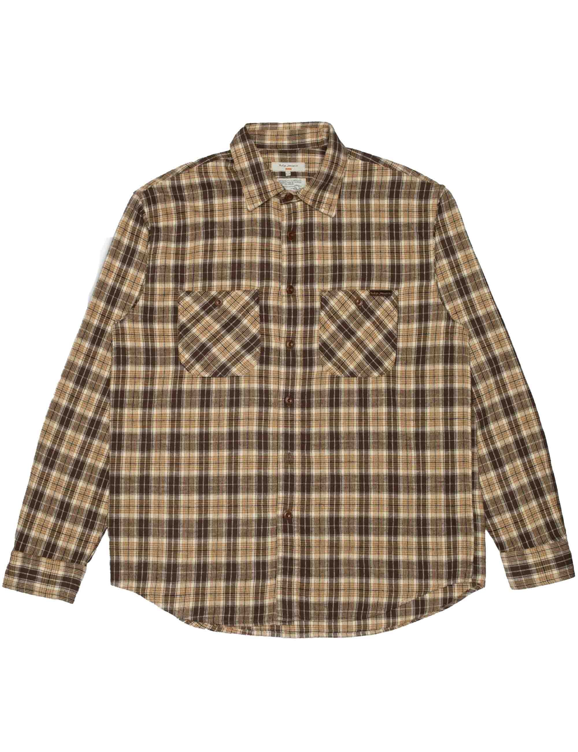Julian Worker Check Shirt - Brown