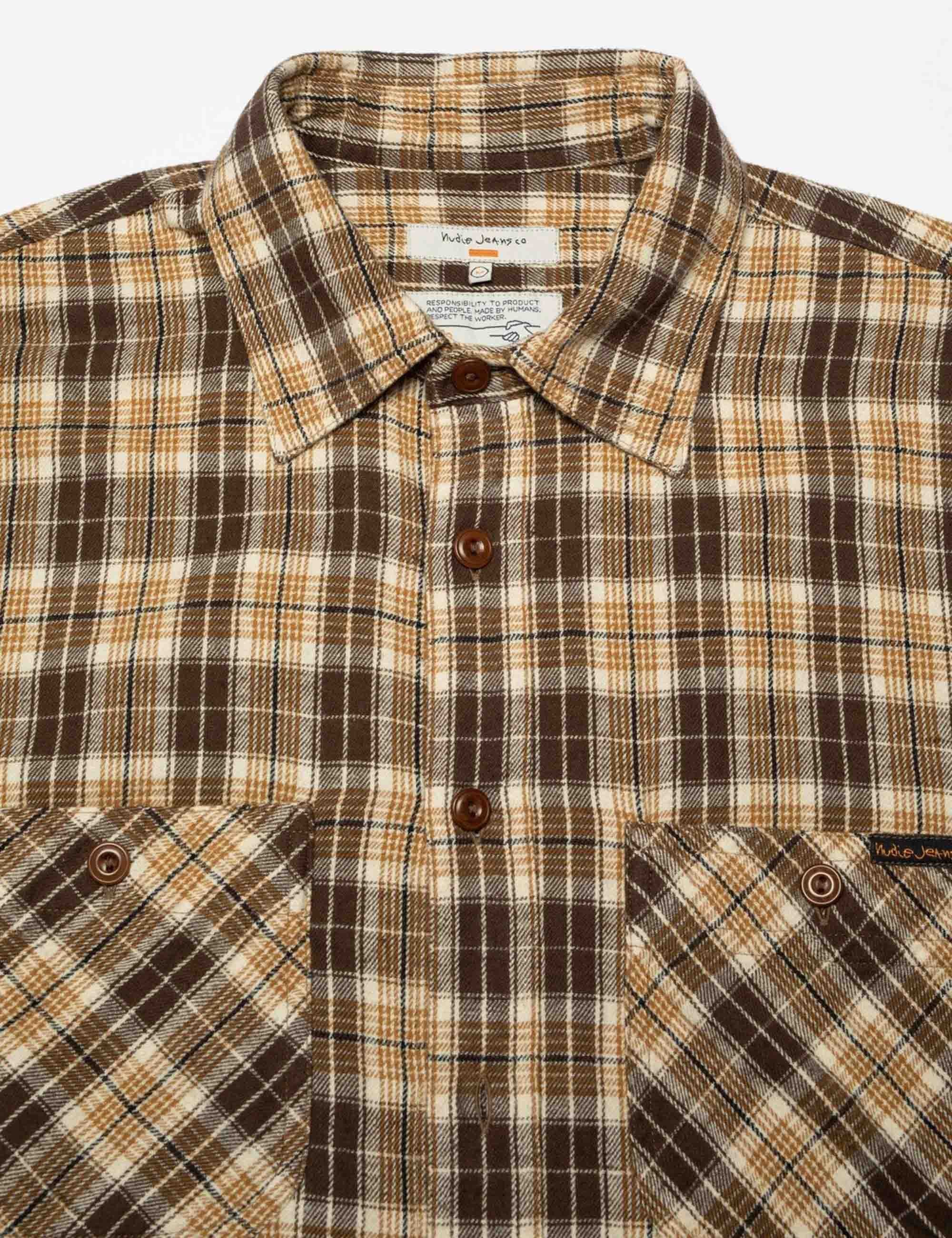 Julian Worker Check Shirt - Brown - Image 6