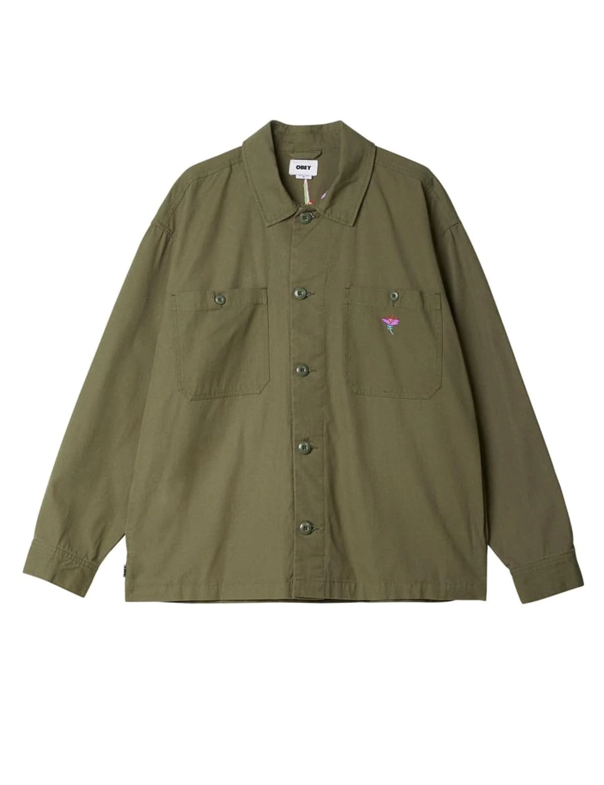 Contrast Shirt Jacket - Smokey Olive - Image 2