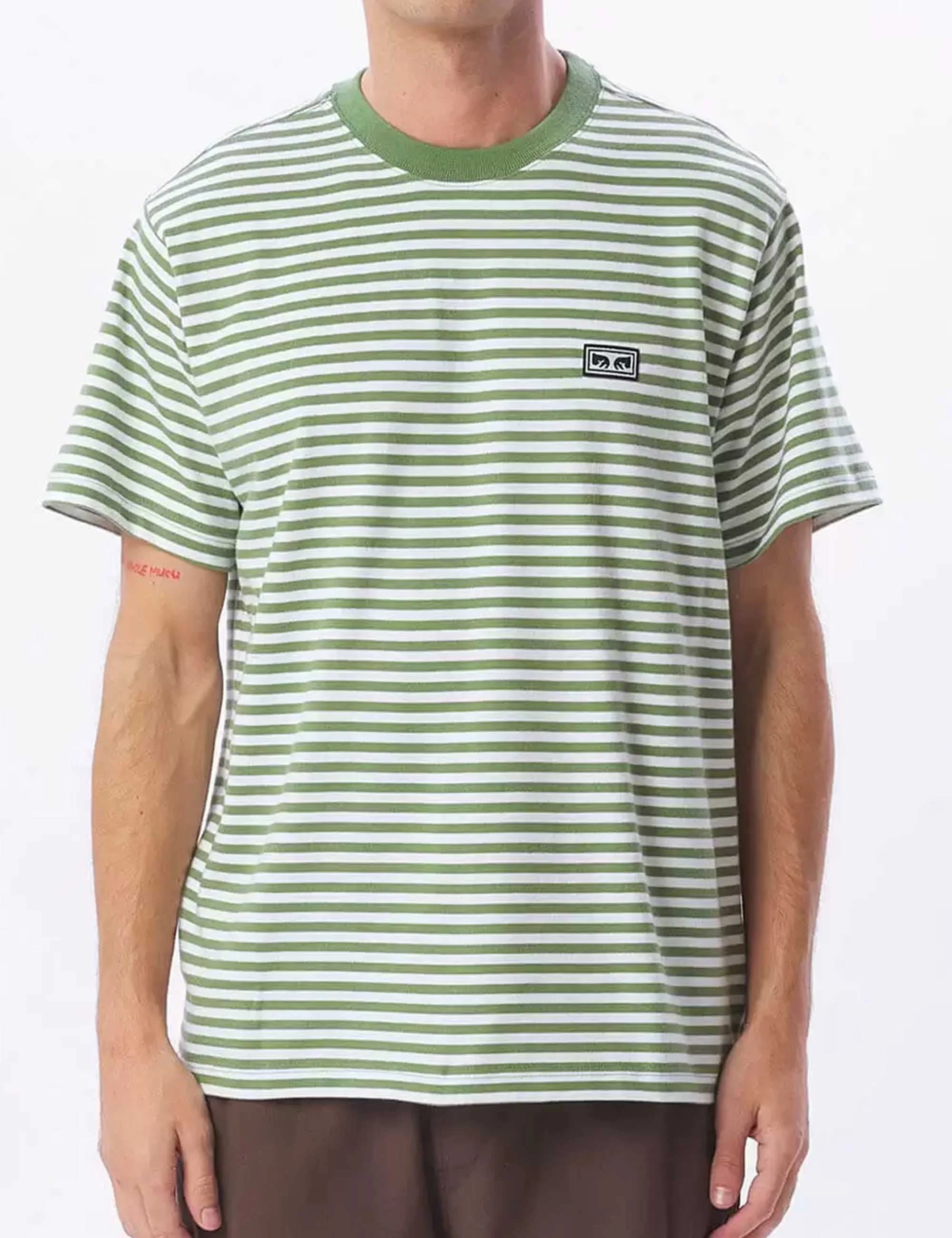 Established Works Eyes Stripe T-Shirt - Jade/Multi - Image 3