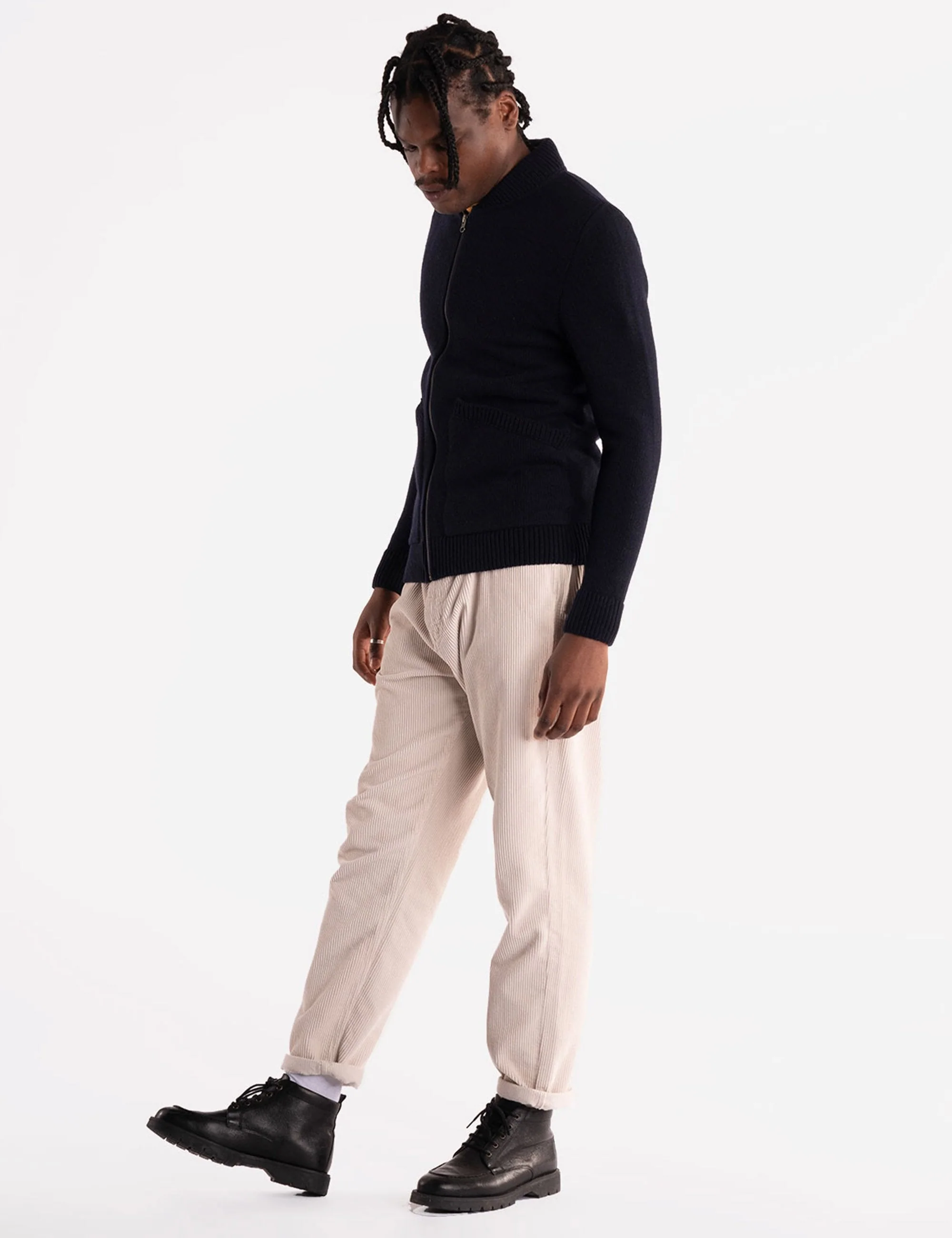 Allen Full Zip Knitted Top - Navy - Image 3
