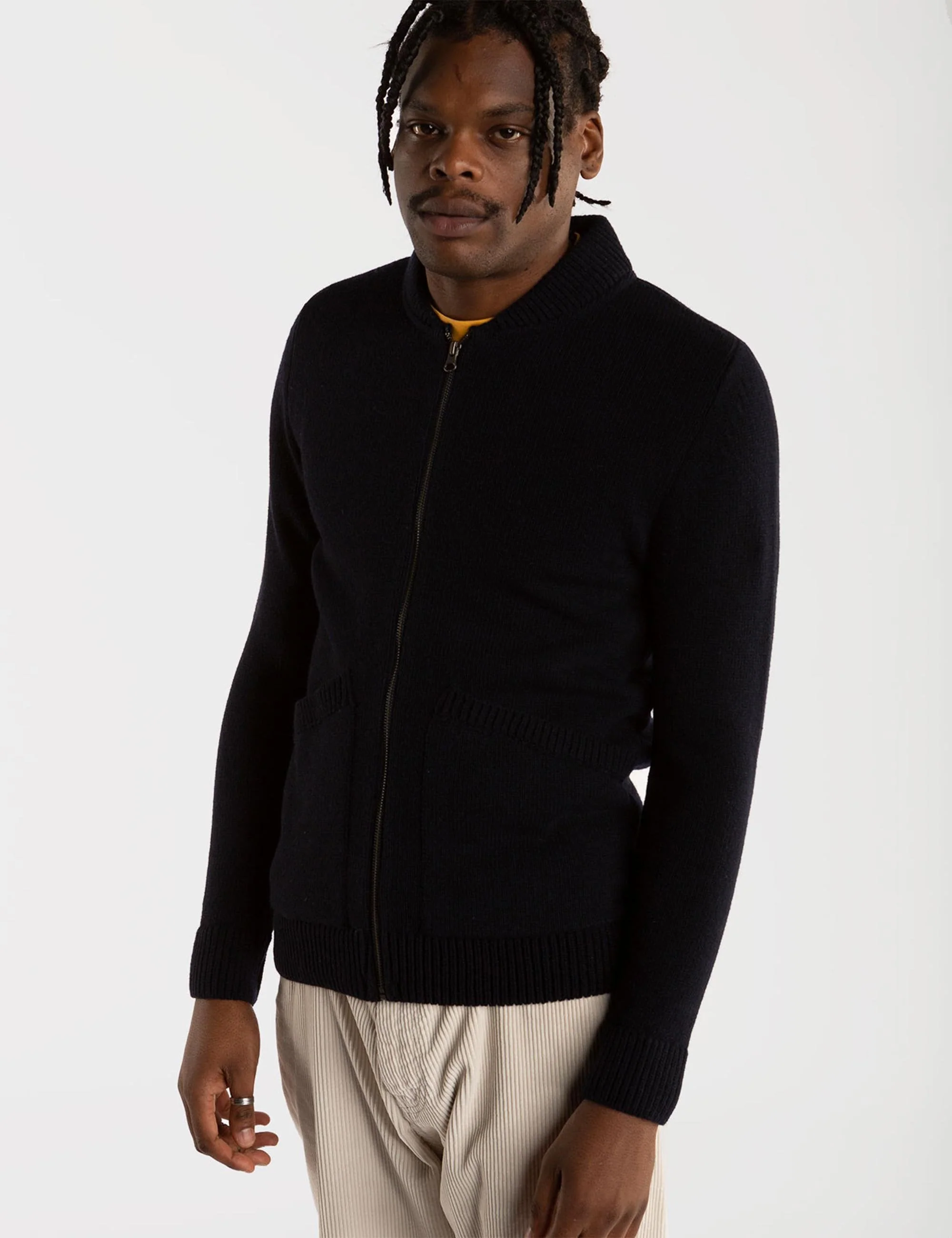 Allen Full Zip Knitted Top - Navy - Image 4