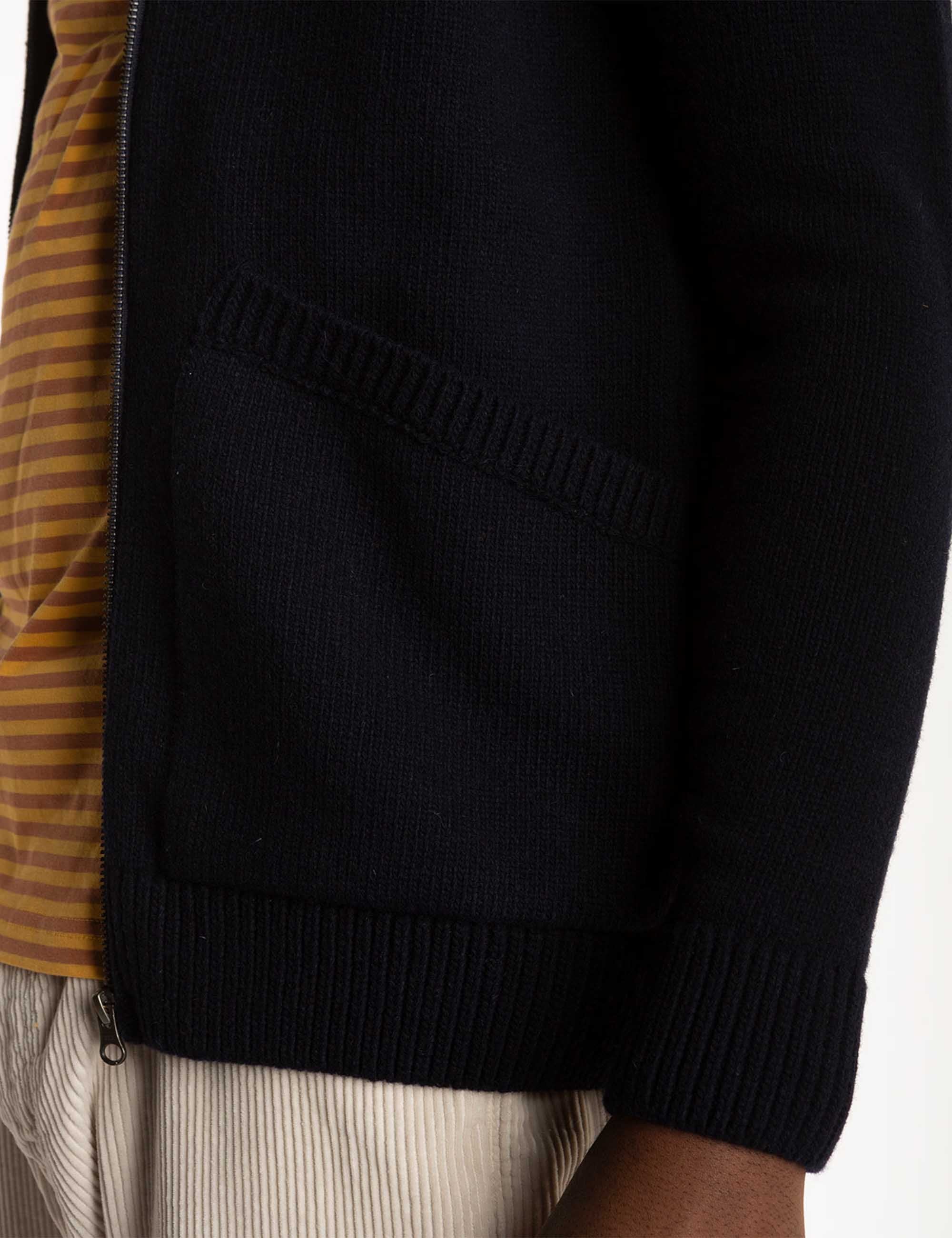 Allen Full Zip Knitted Top - Navy - Image 5