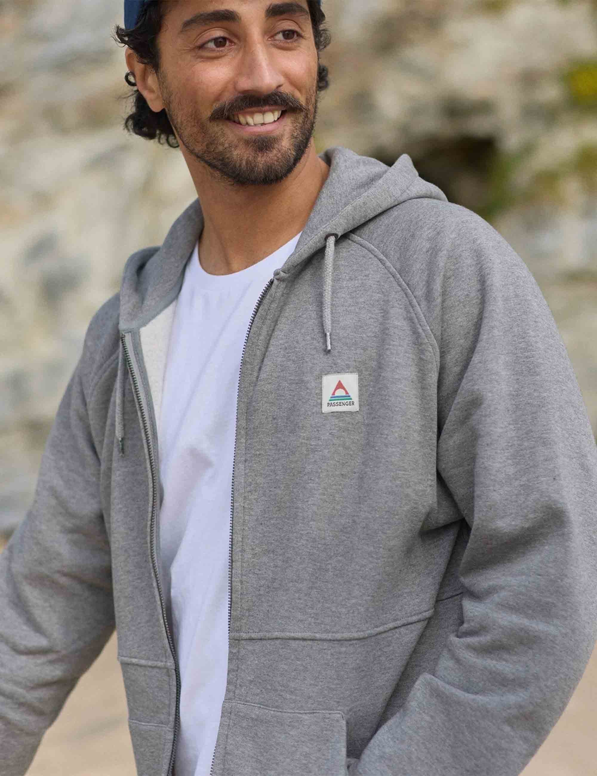 Heritage Recycled Cotton Full Zip Hooded Sweat - Dark Grey Marl - Image 4