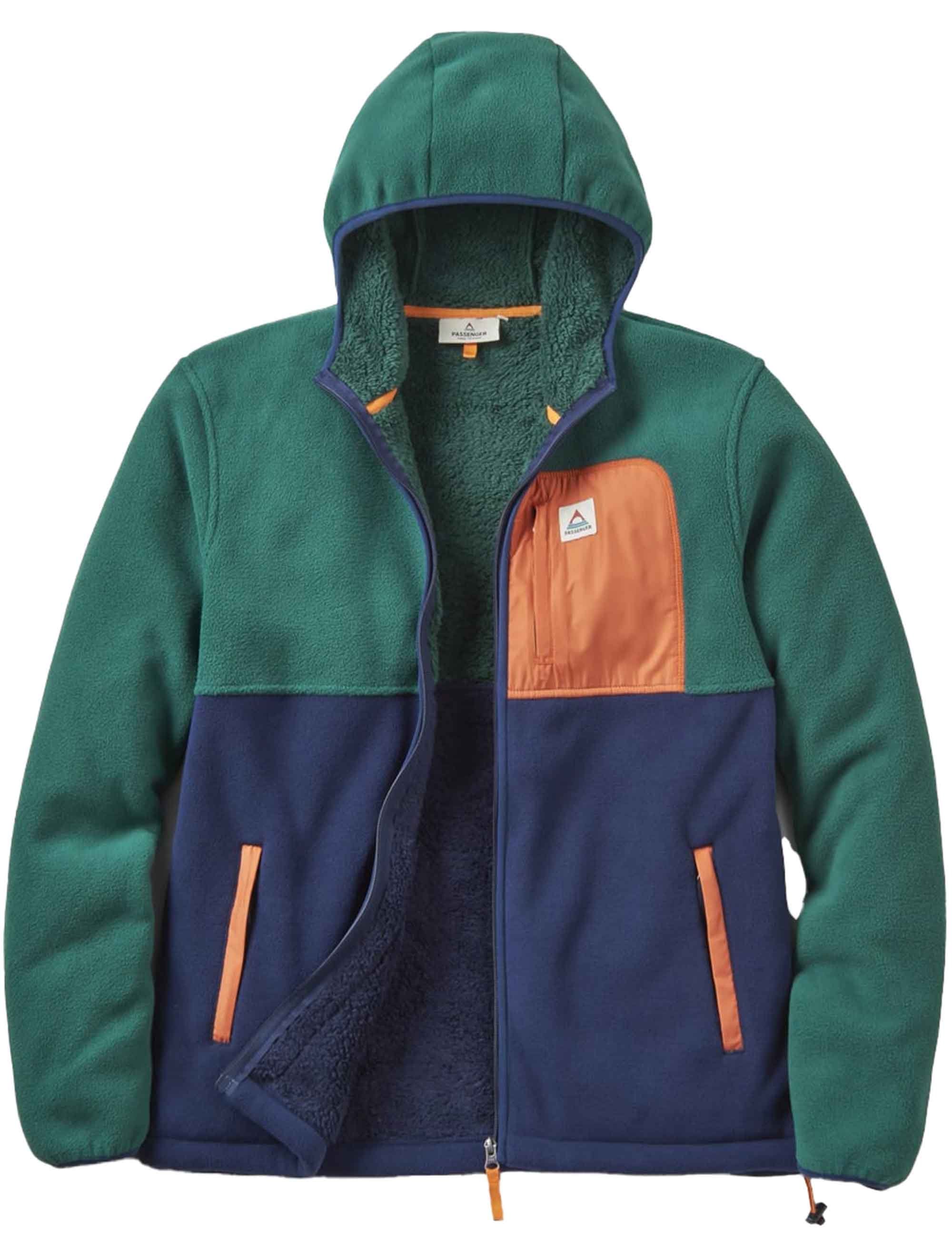 Loch Hooded Polar Fleece - Rain Forest/Rich Navy