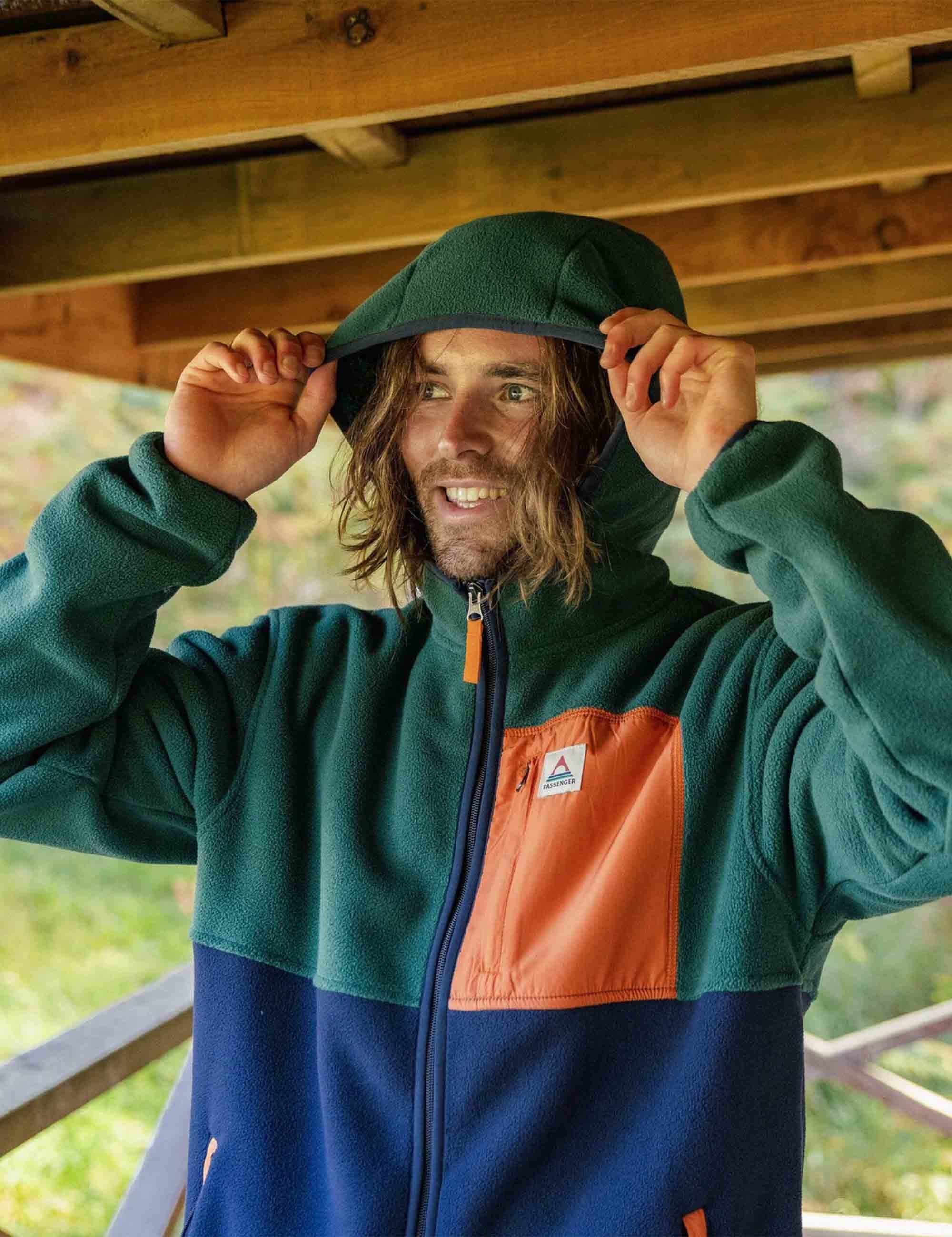 Loch Hooded Polar Fleece - Rain Forest/Rich Navy - Image 6