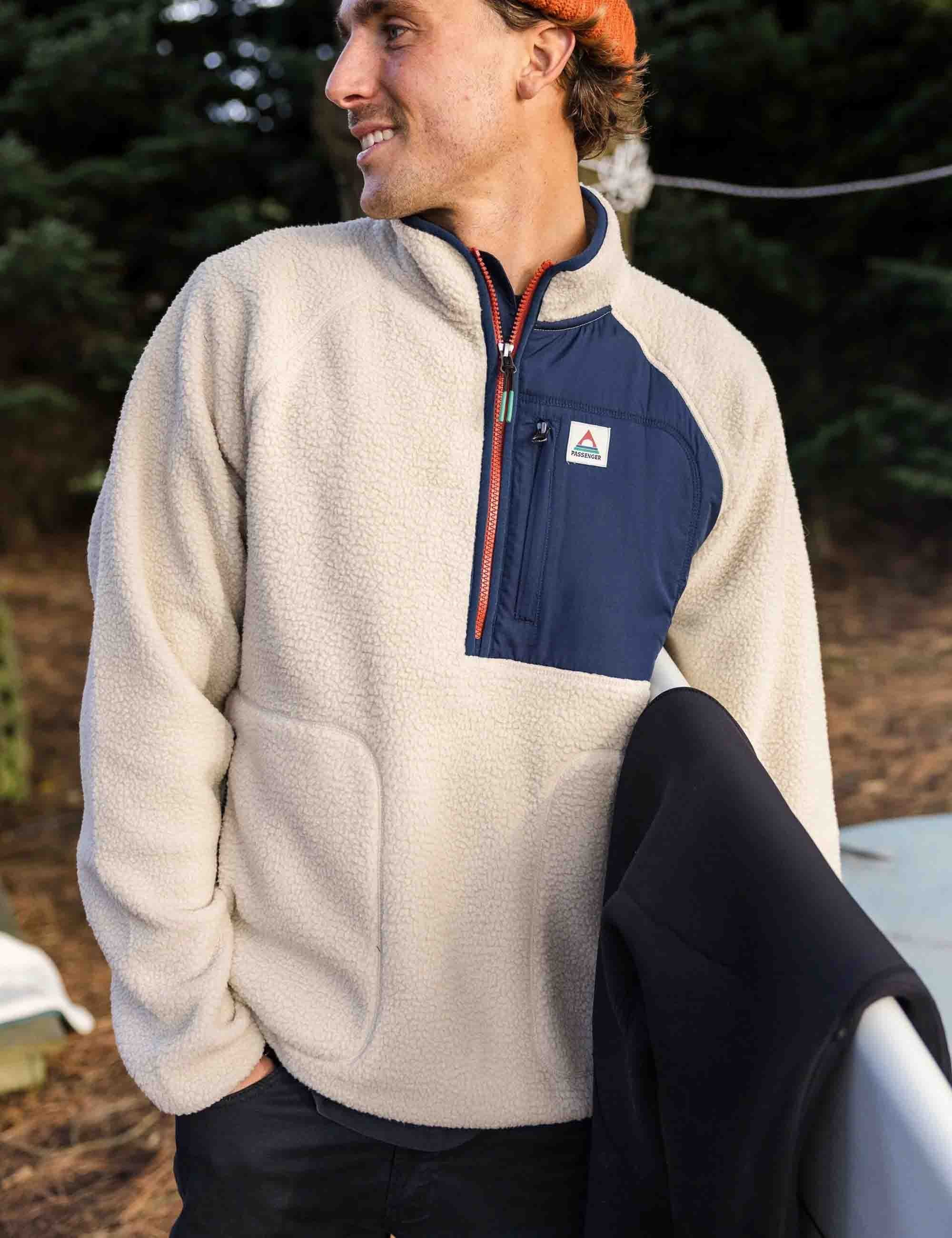 Offgrid 2.0 1/2 Zip Sherpa Fleece - Oatmeal/Navy - Image 5
