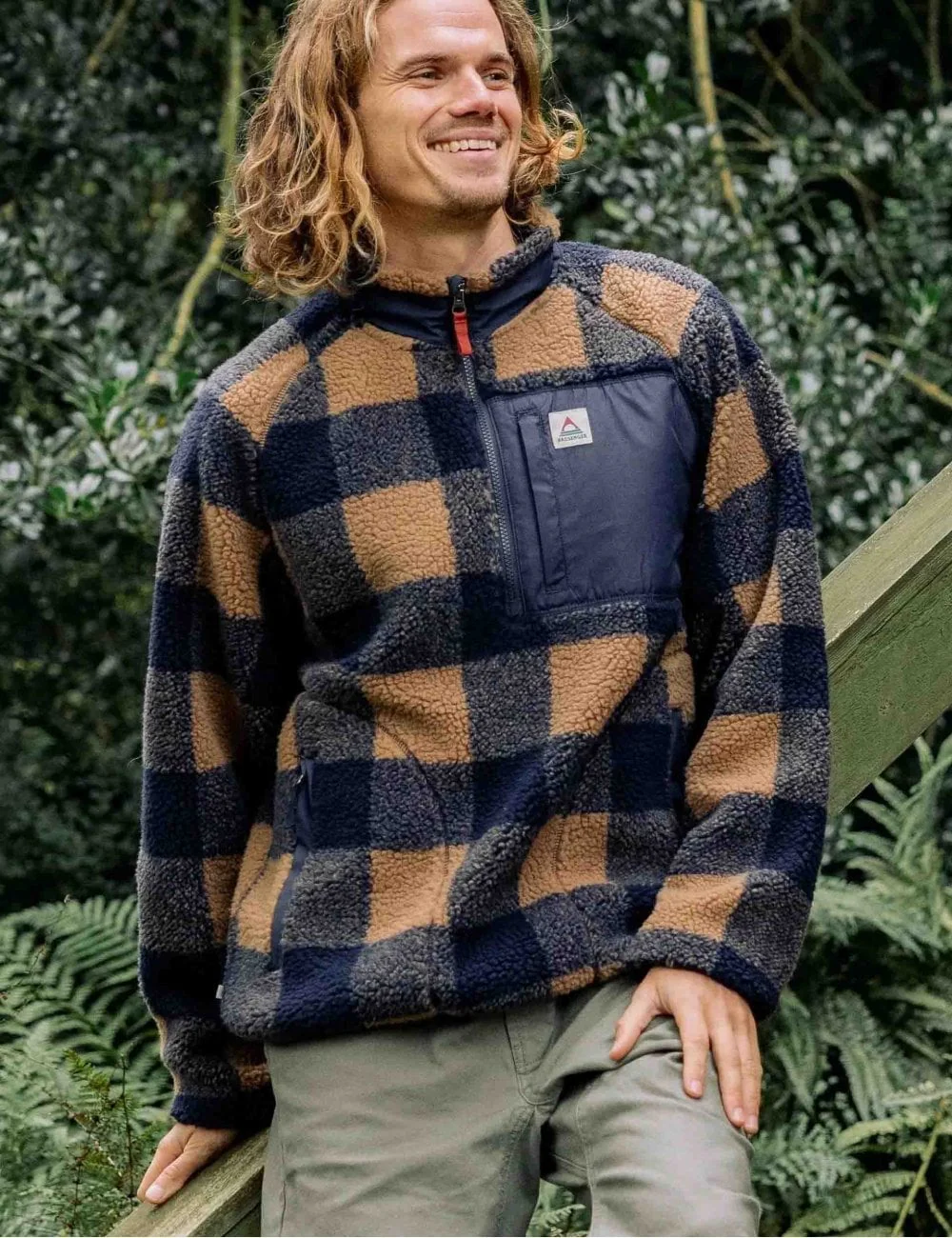 Offroad Sherpa 1/2 Zip Fleece - Toffee/Rich Navy Buffalo - Image 2