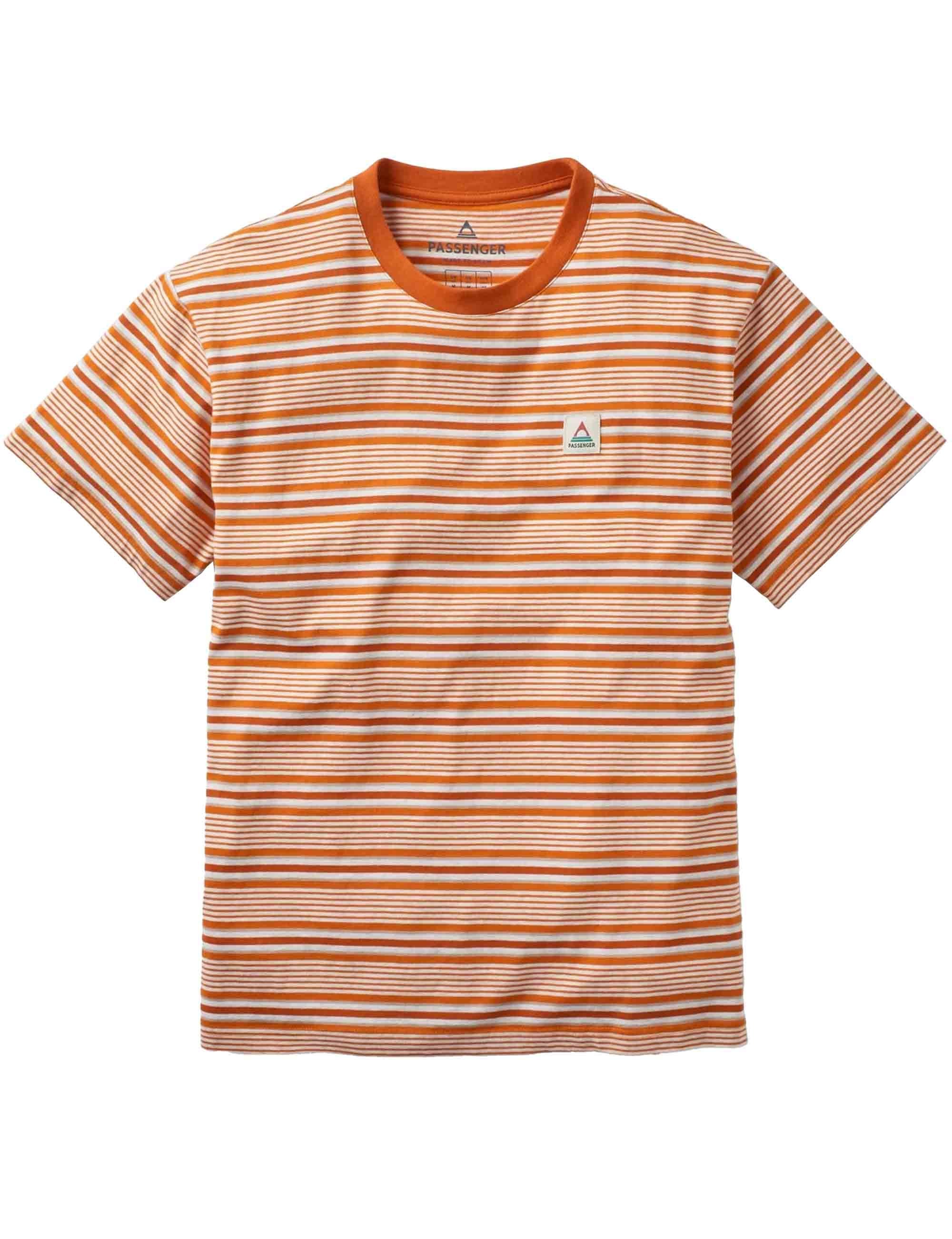 Retro Striped Relaxed Fit T-Shirt - Sunrise Orange