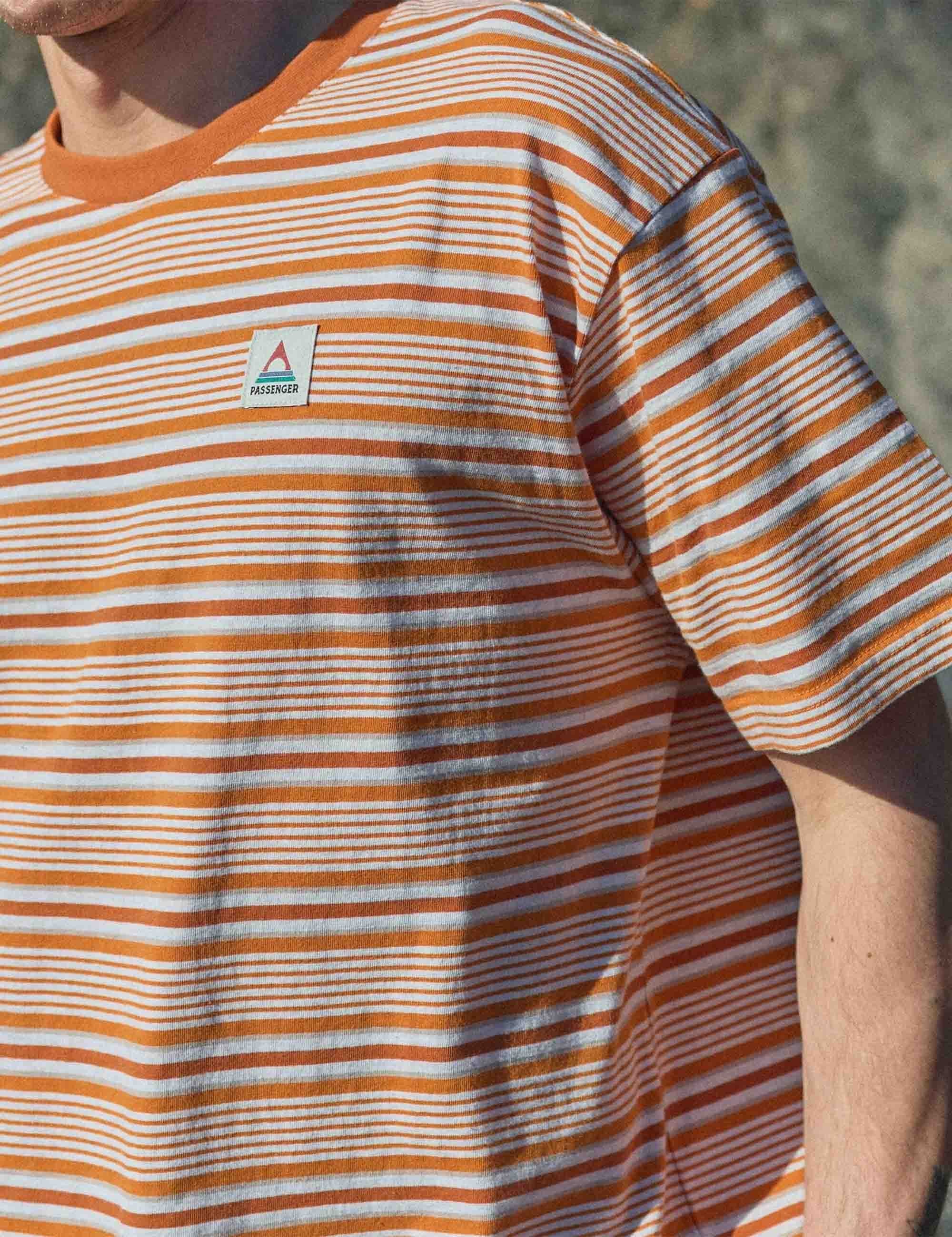 Retro Striped Relaxed Fit T-Shirt - Sunrise Orange - Image 2