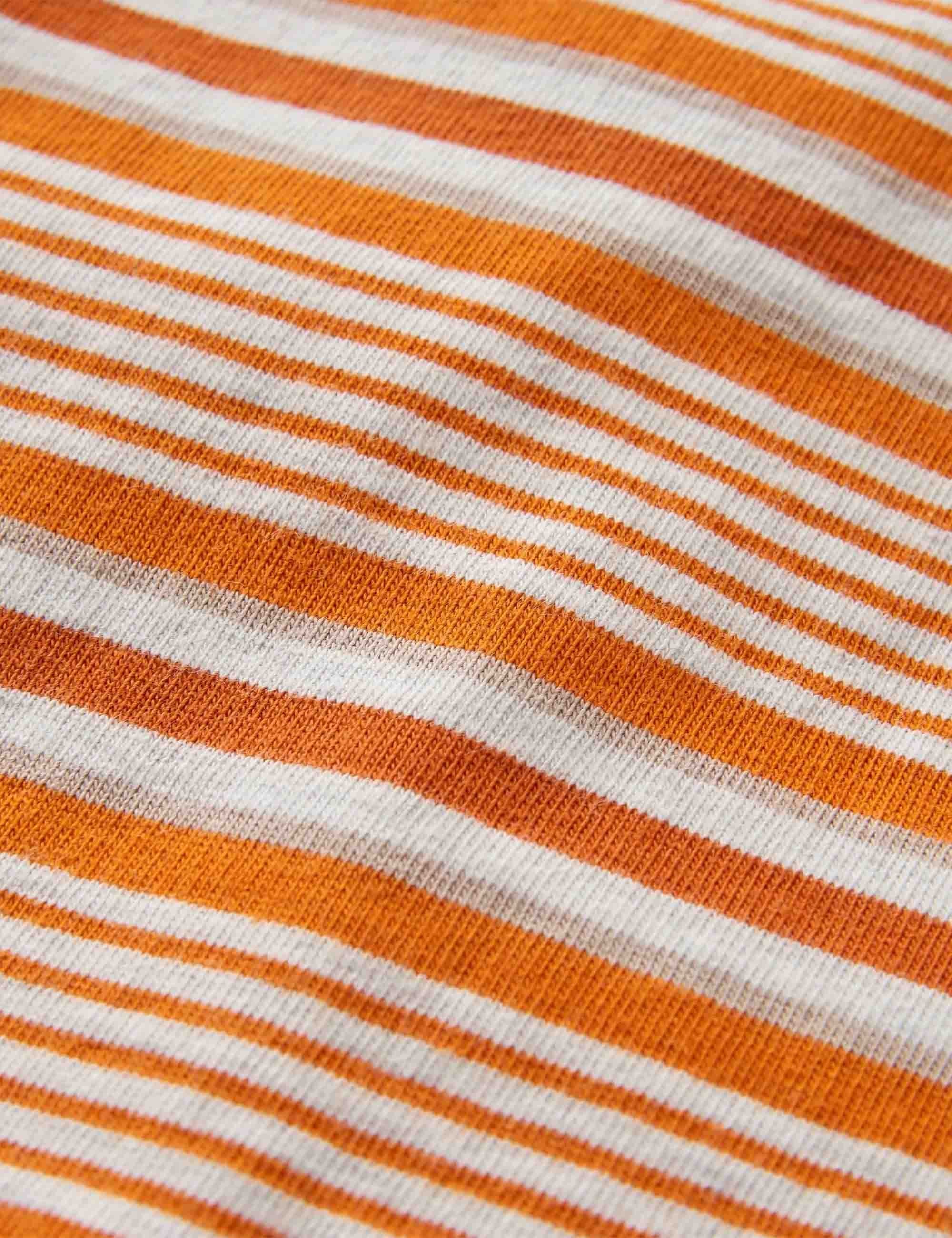 Retro Striped Relaxed Fit T-Shirt - Sunrise Orange - Image 3