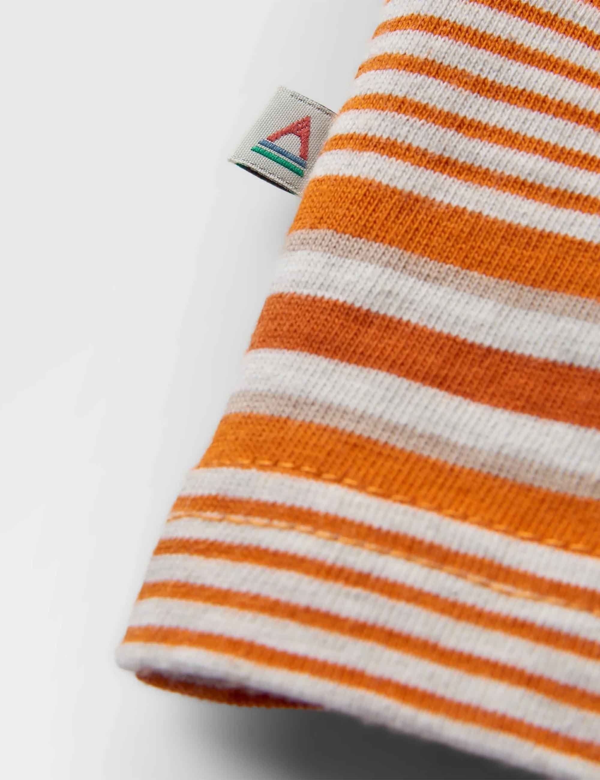 Retro Striped Relaxed Fit T-Shirt - Sunrise Orange - Image 4