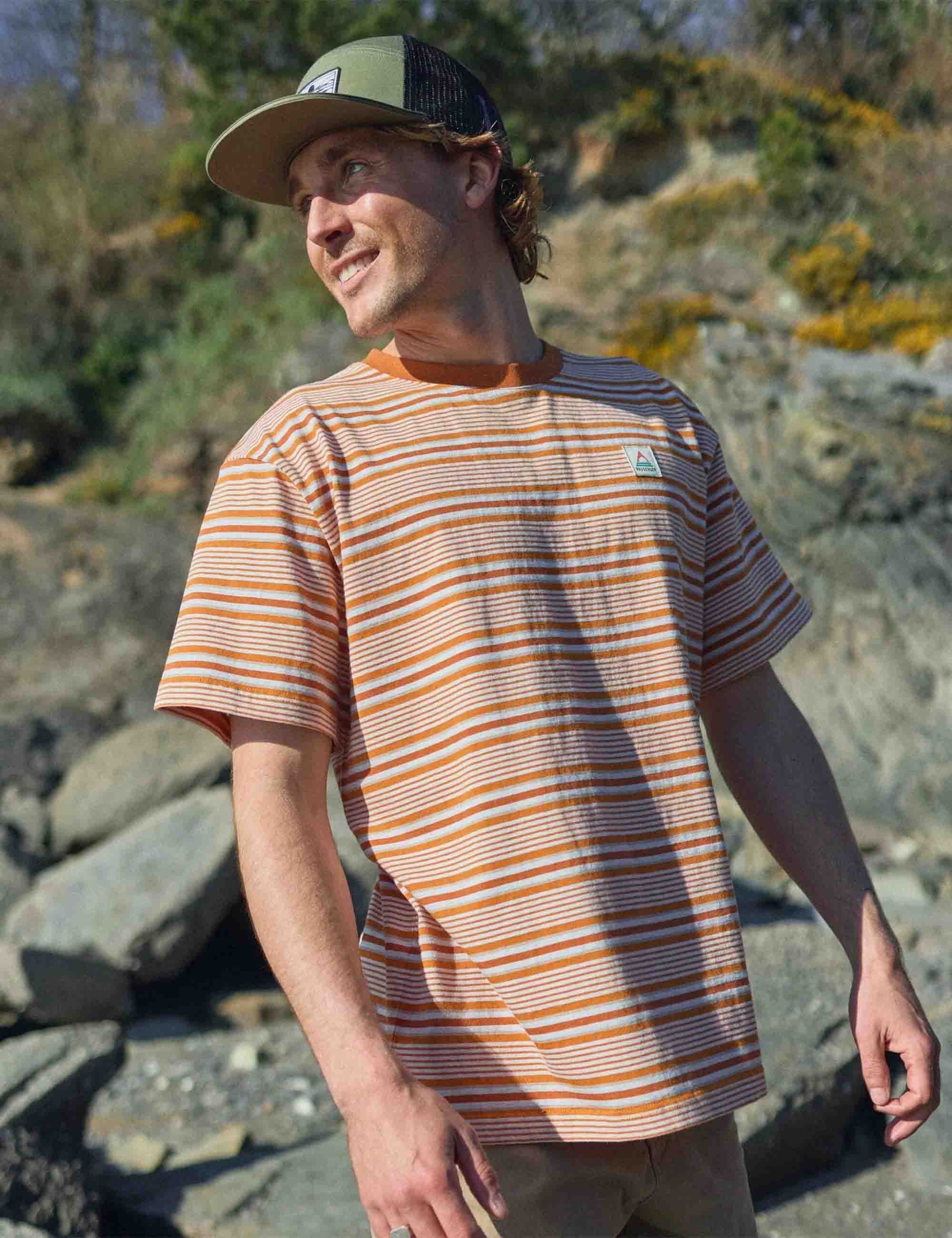 Retro Striped Relaxed Fit T-Shirt - Sunrise Orange - Image 7