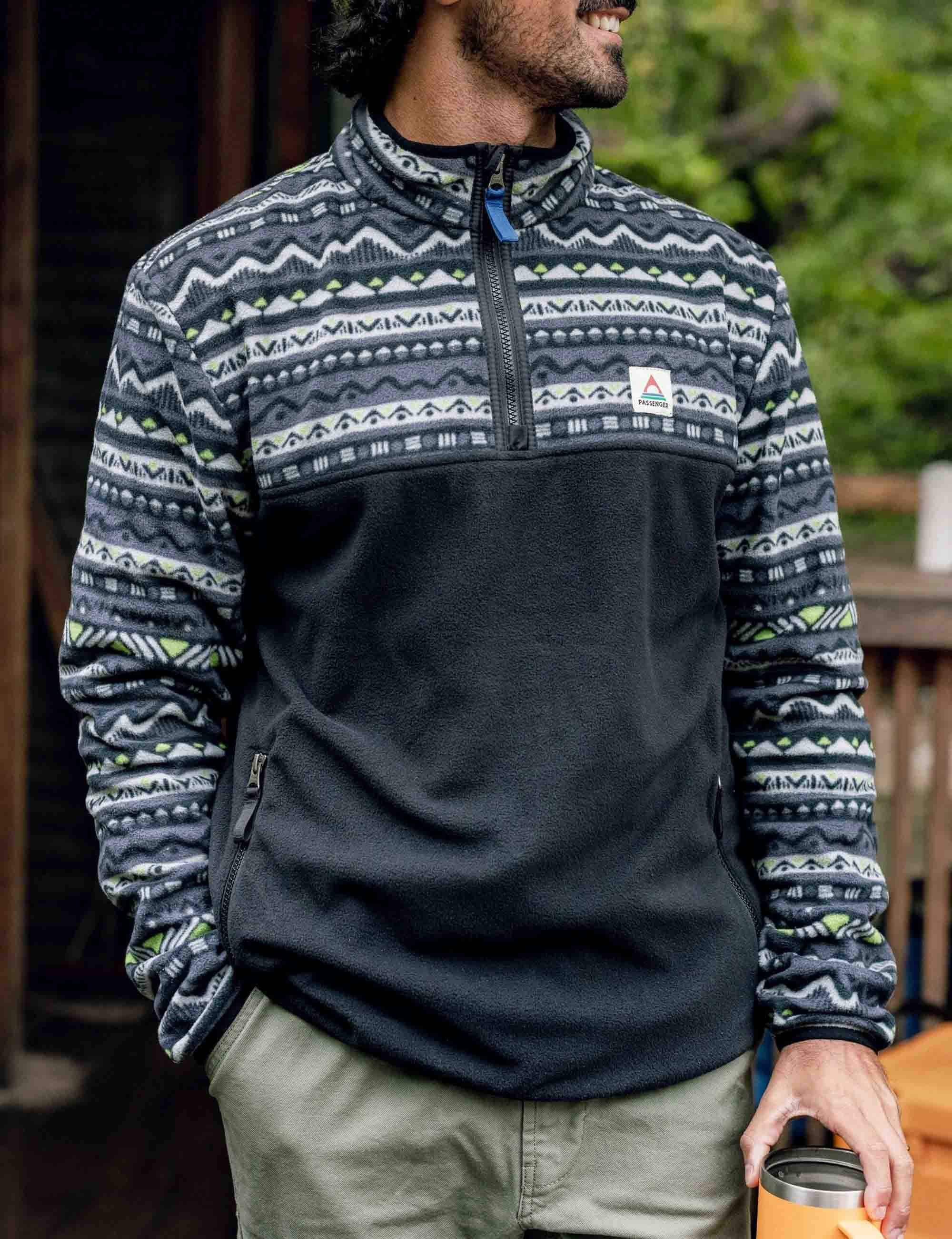 Set Off Polar 1/4 Zip Fleece - Mountain Geo Charcoal - Image 2