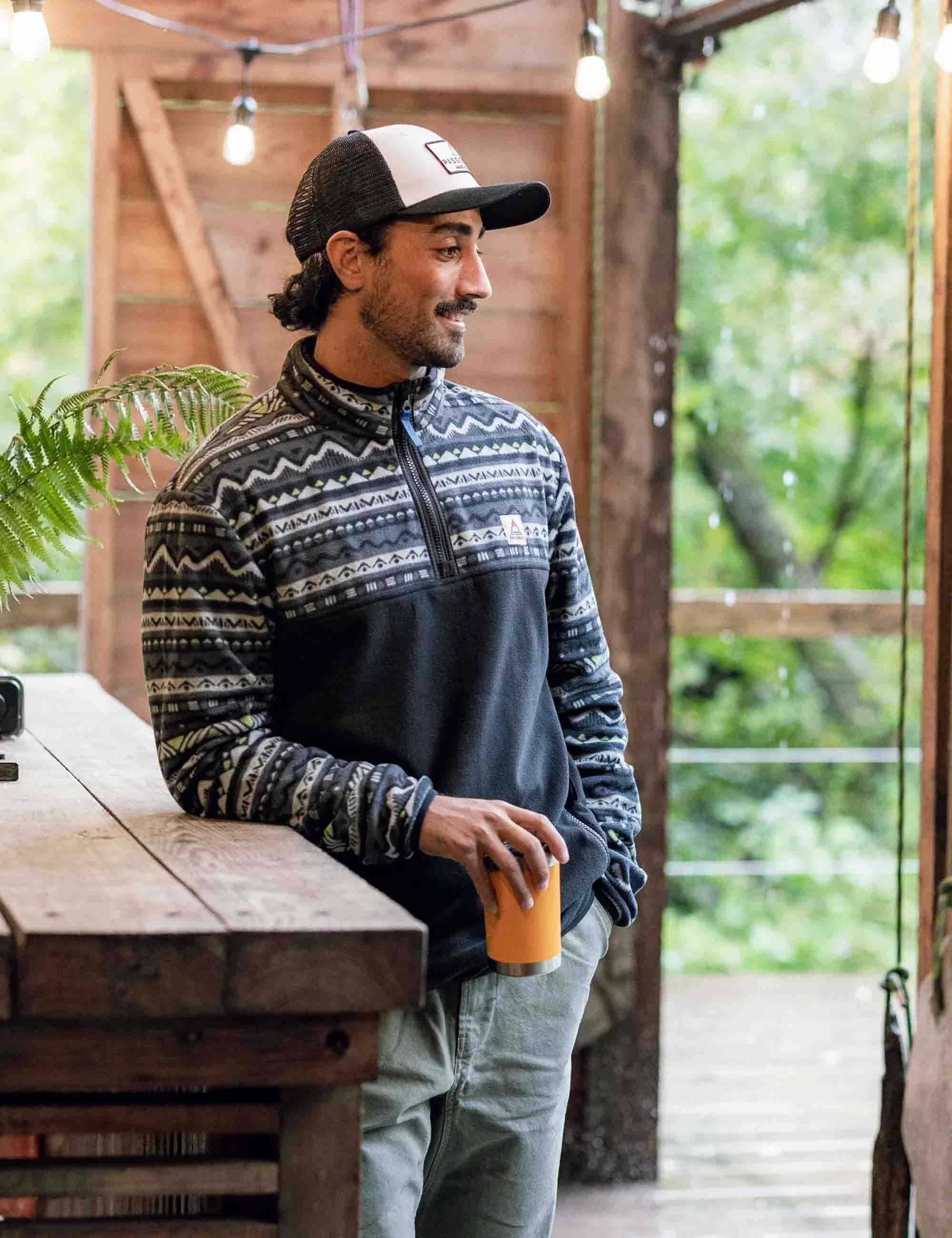 Set Off Polar 1/4 Zip Fleece - Mountain Geo Charcoal - Image 5