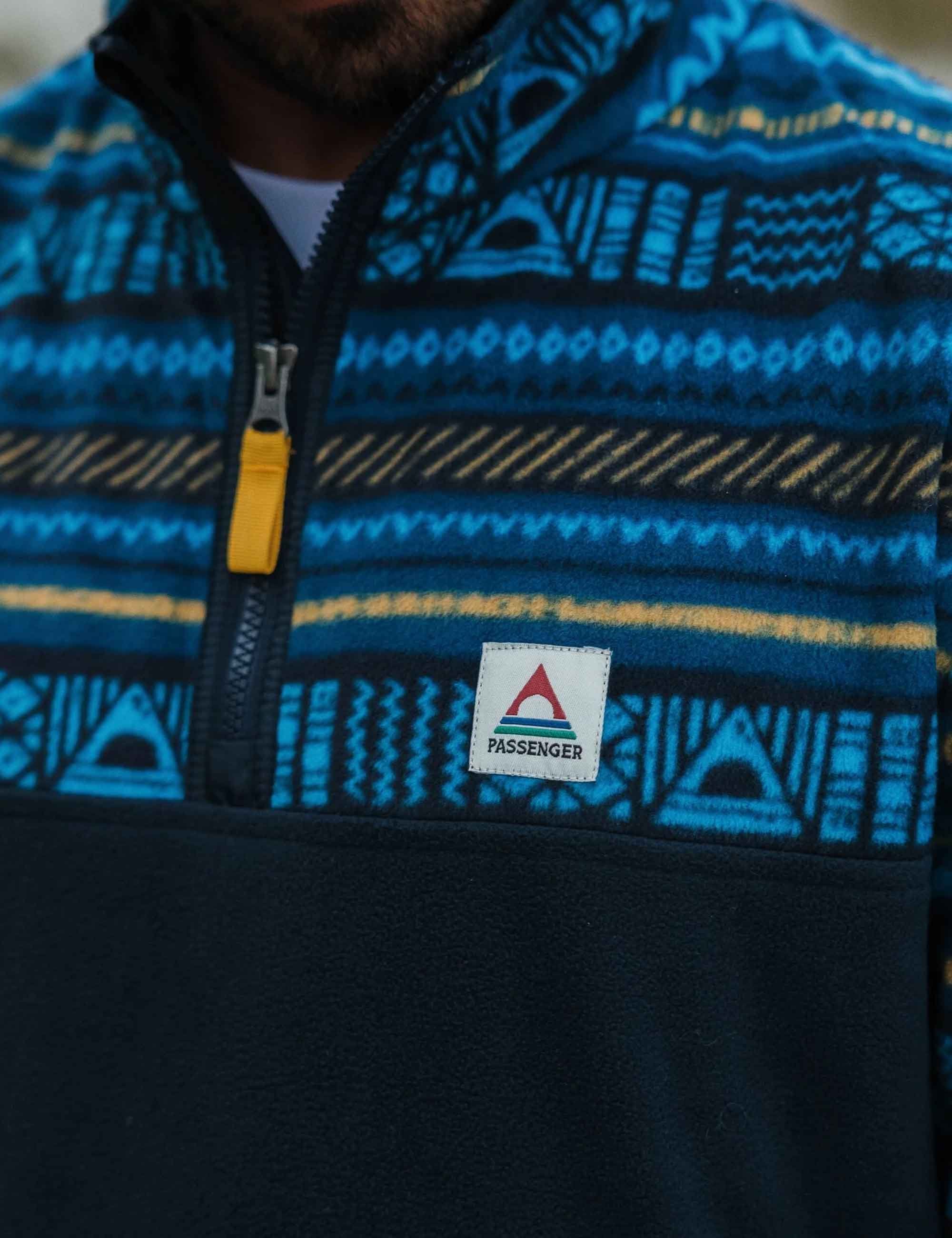 Set Off Polar 1/4 Zip Fleece - Patchwork Stripe/Tidal Blue - Image 6