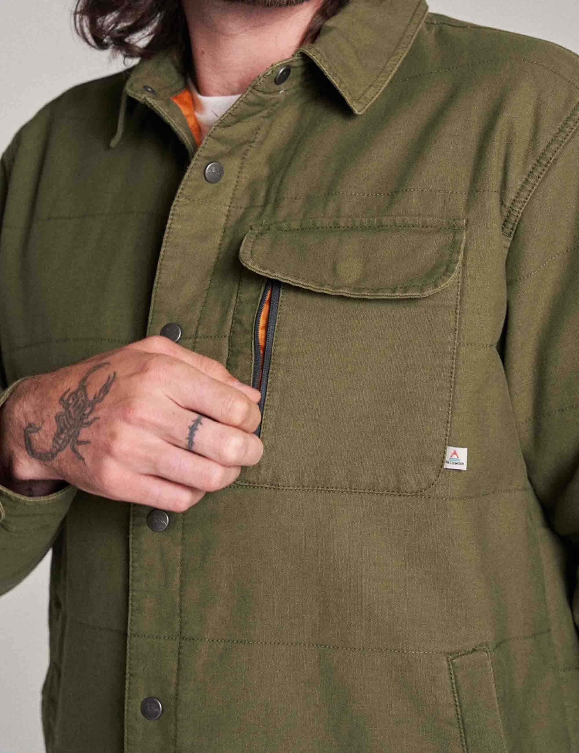 Taranaki Canvas Quilted Overshirt - Khaki - Image 5