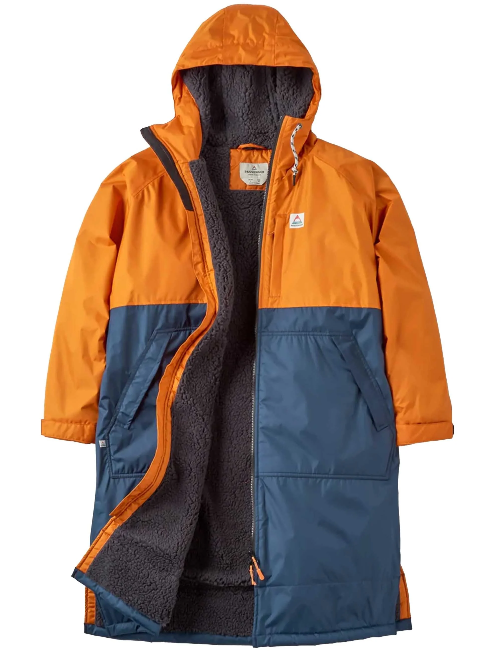 Waves Sherpa Lined Changing Robe - Sunrise Orange/Rich Navy