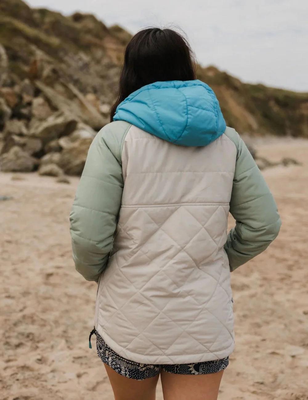 Women's Ocean 1/2 Zip Insulated Anorak - Pebble Grey - Image 3