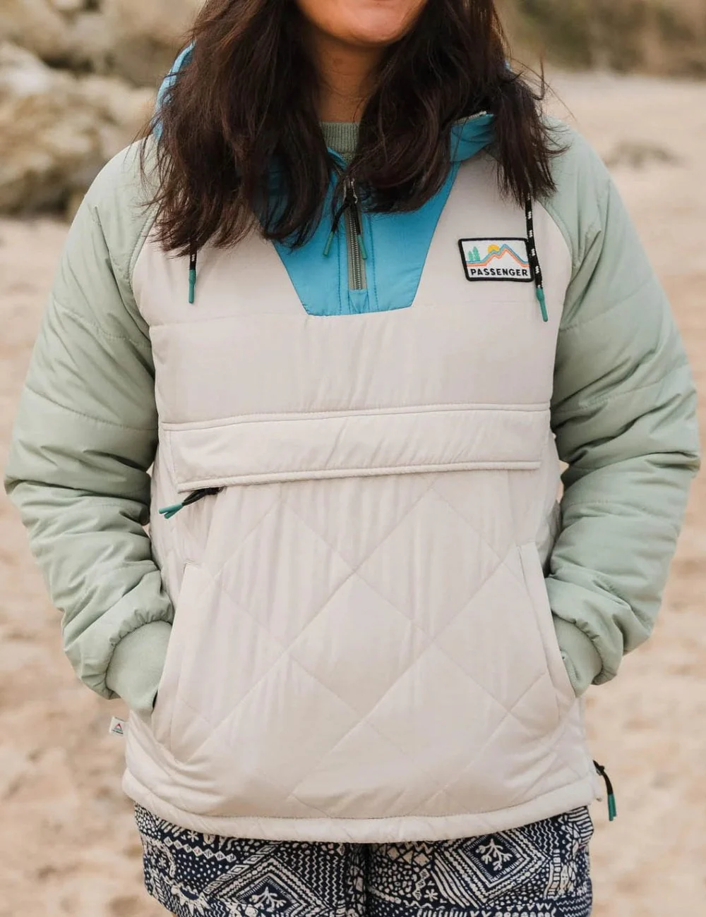 Women's Ocean 1/2 Zip Insulated Anorak - Pebble Grey - Image 7