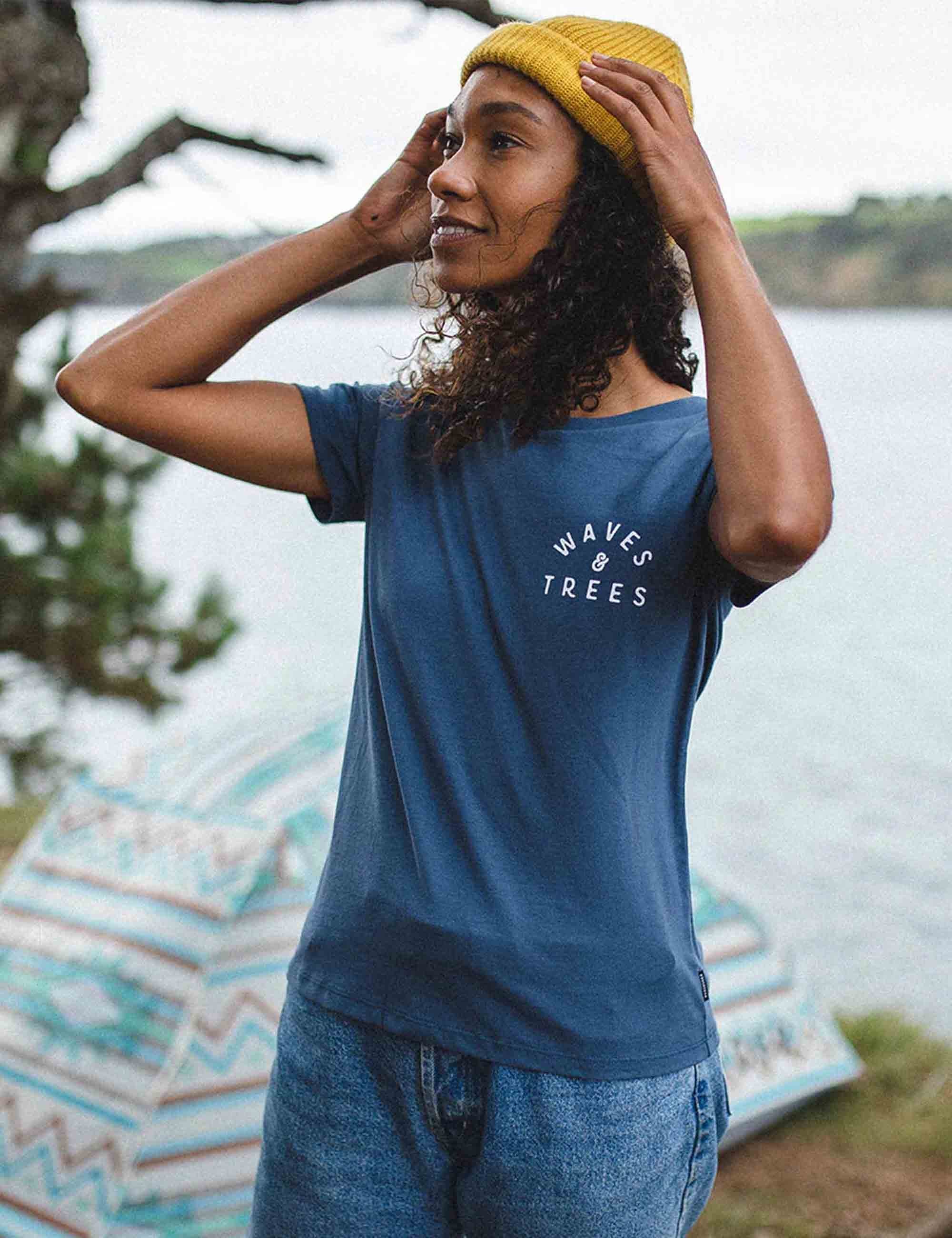 Women's Penida Recycled Cotton T-Shirt - Dark Denim - Image 2