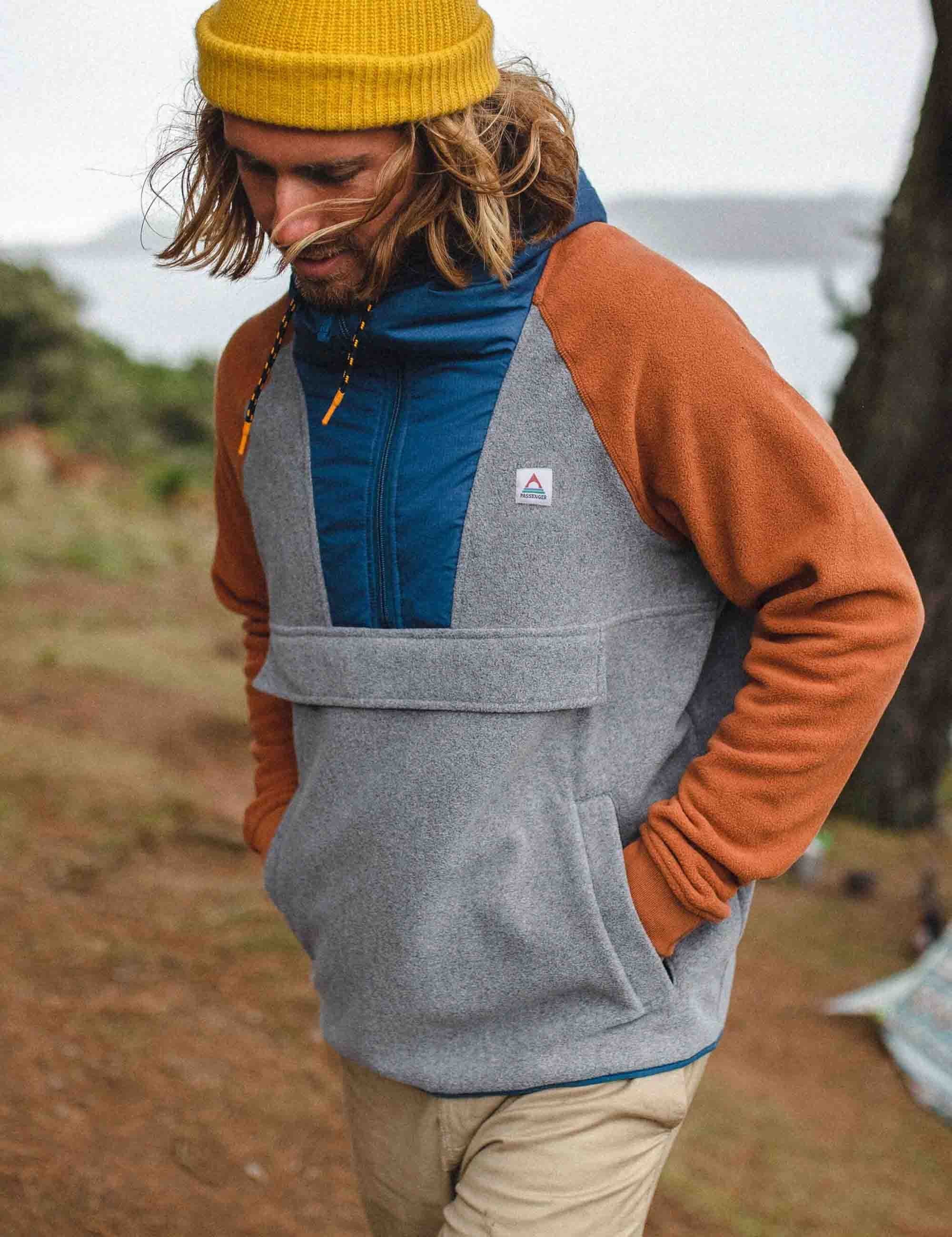 Woodland 1/2 Zip Hooded Polar Fleece - Grey Marl - Image 4