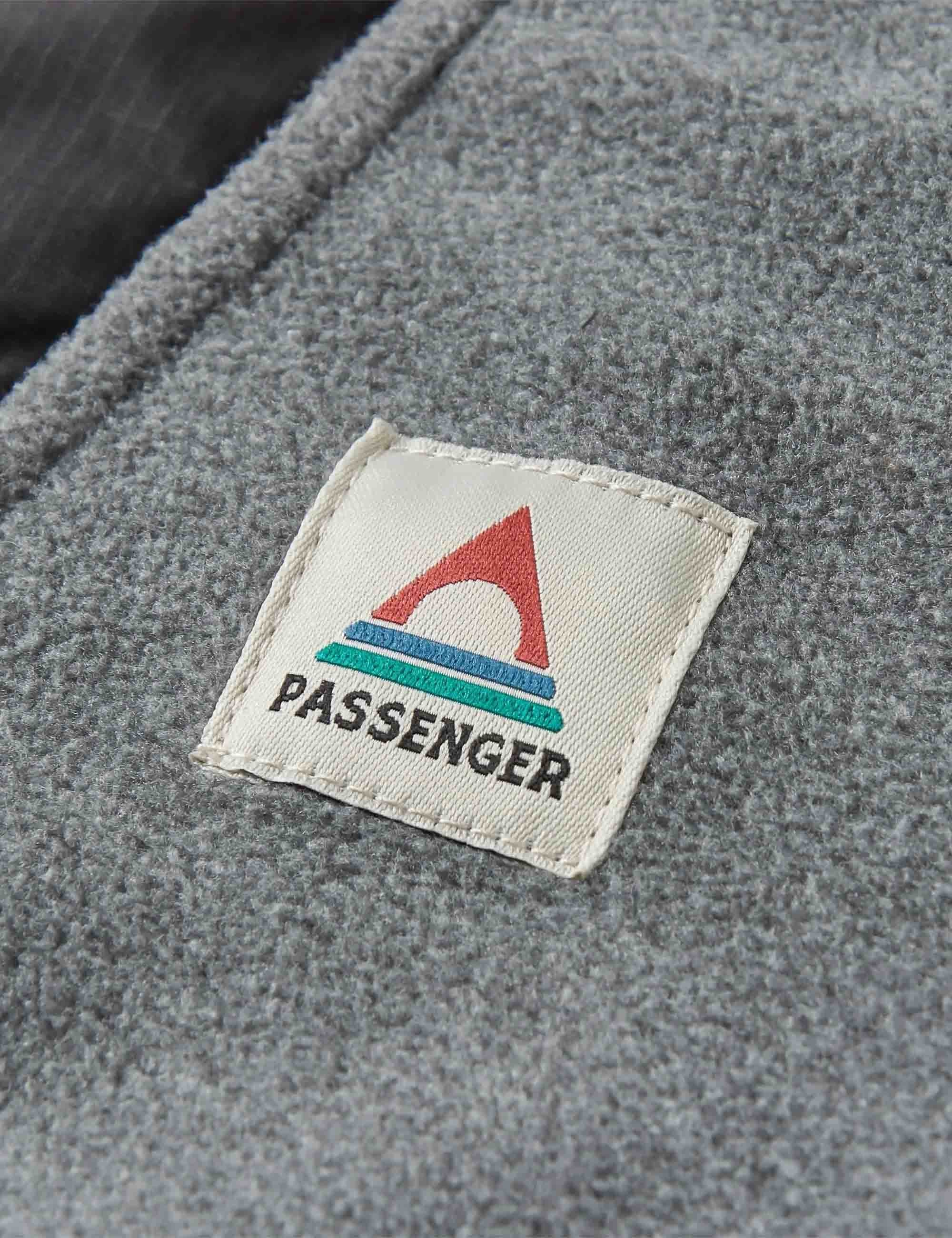Woodland 1/2 Zip Hooded Polar Fleece - Grey Marl/Khaki - Image 4