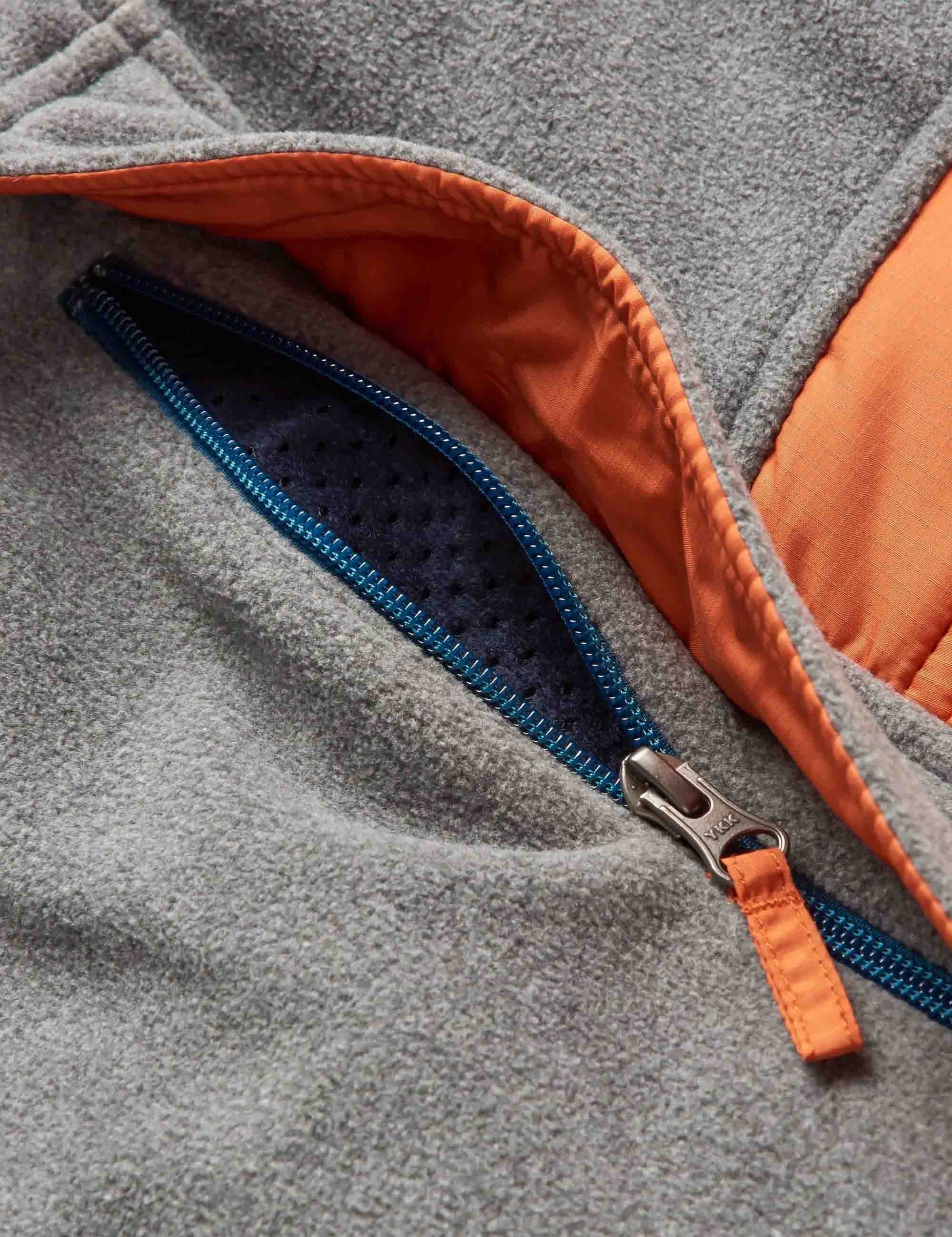 Woodland 1/2 Zip Hooded Polar Fleece - Grey Marl/Tidal Blue - Image 2