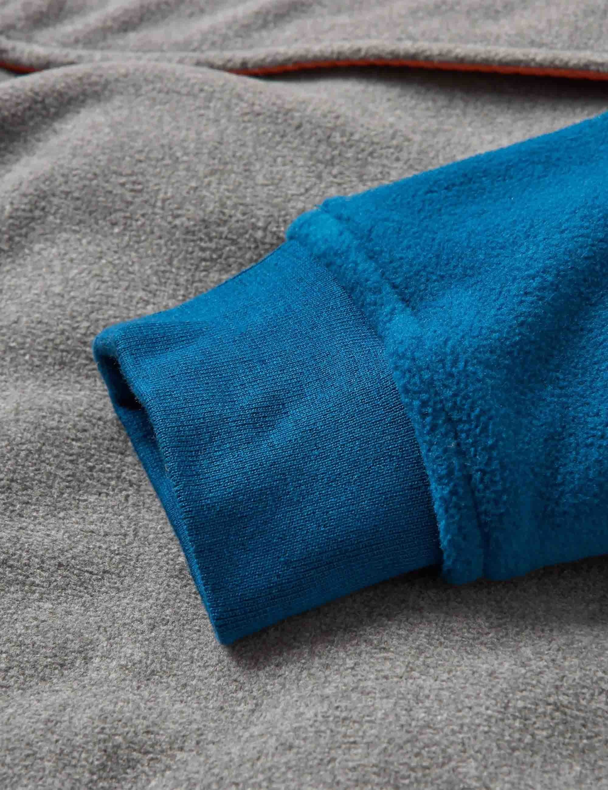 Woodland 1/2 Zip Hooded Polar Fleece - Grey Marl/Tidal Blue - Image 4