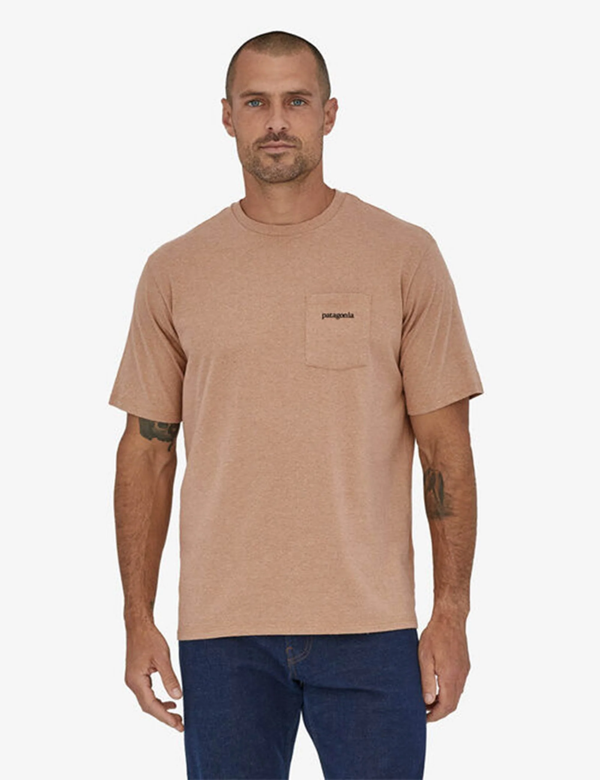 Line Logo Ridge Pocket Responsibili-T-Shirt - Dark Camel - Image 2