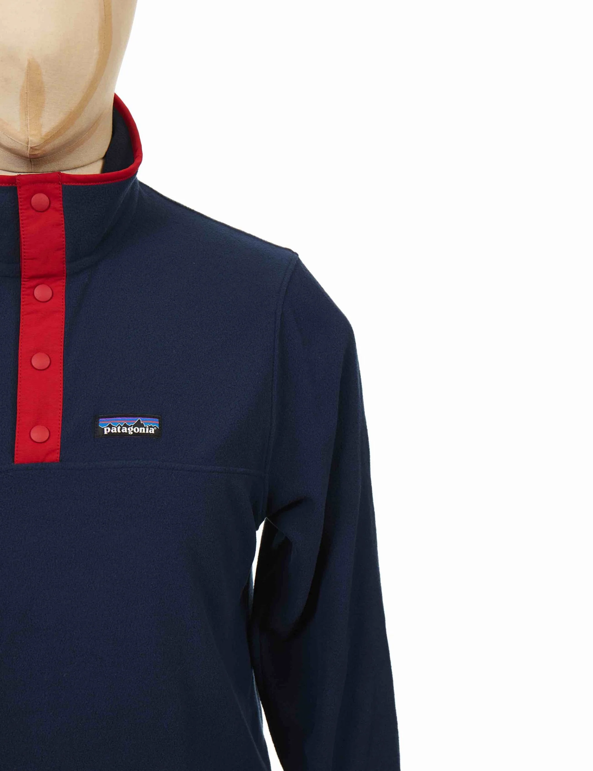 Micro D Snap-T Fleece Pullover - New Navy w/Classic Red - Image 3
