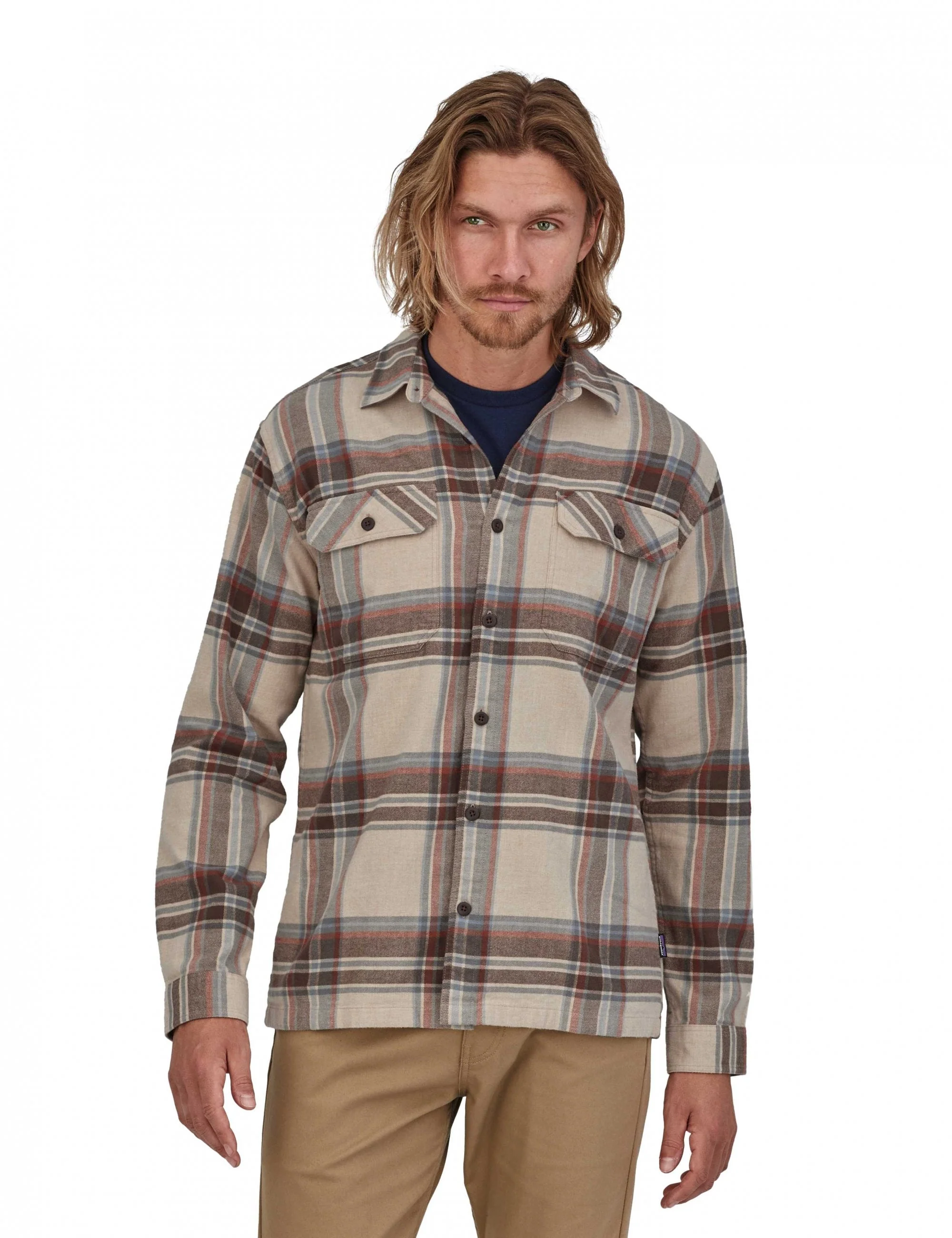Organic Cotton Mid Fjord Flannel Shirt - Edge: Nautilus Tan - Image 2