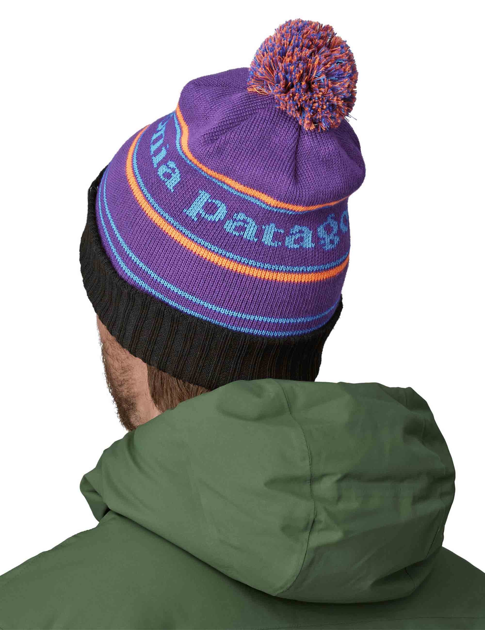Powder Town Pom Beanie Hat - Park Stripe: Purple - Image 3