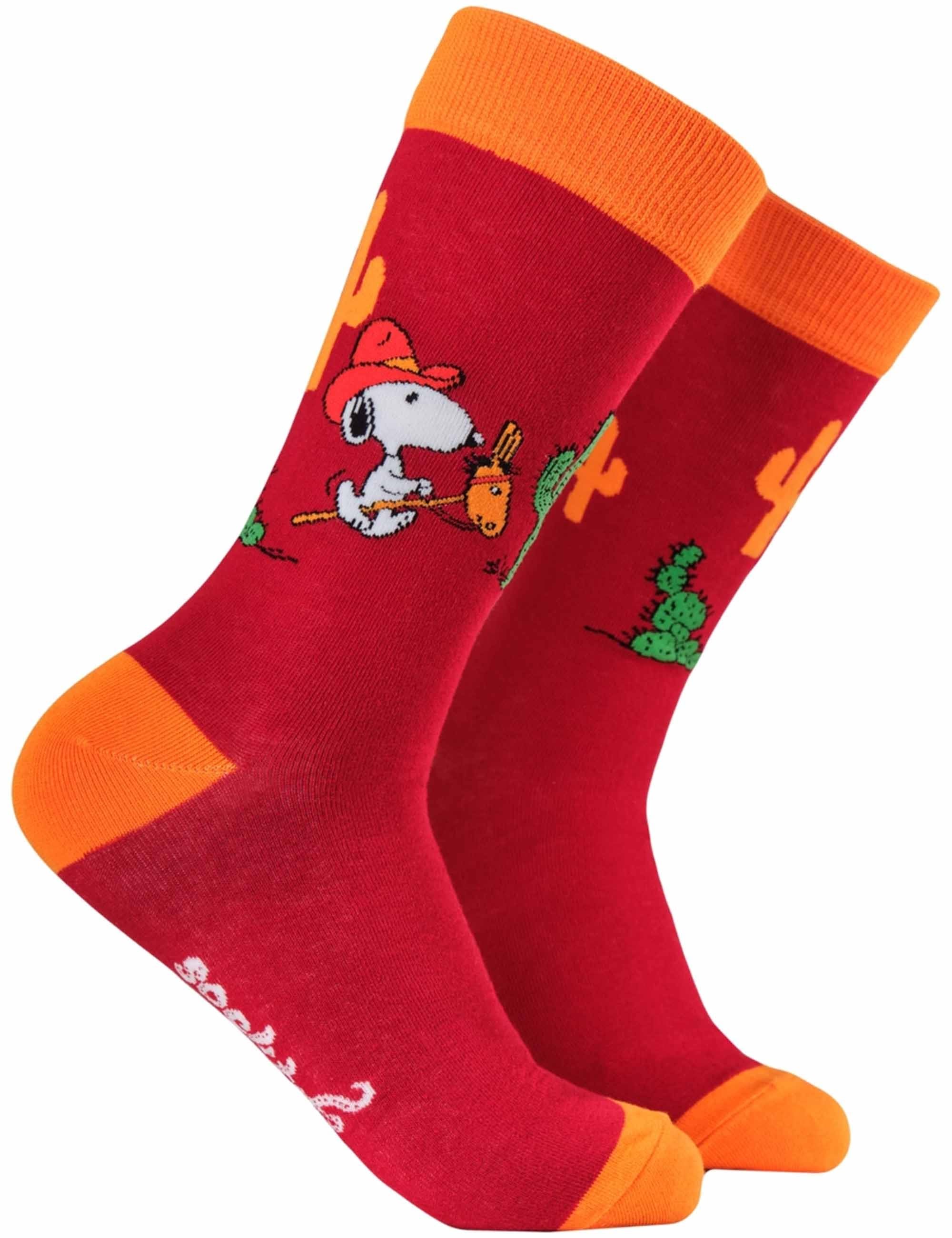 Snoopy Socks - Howdy Cowboy Red
