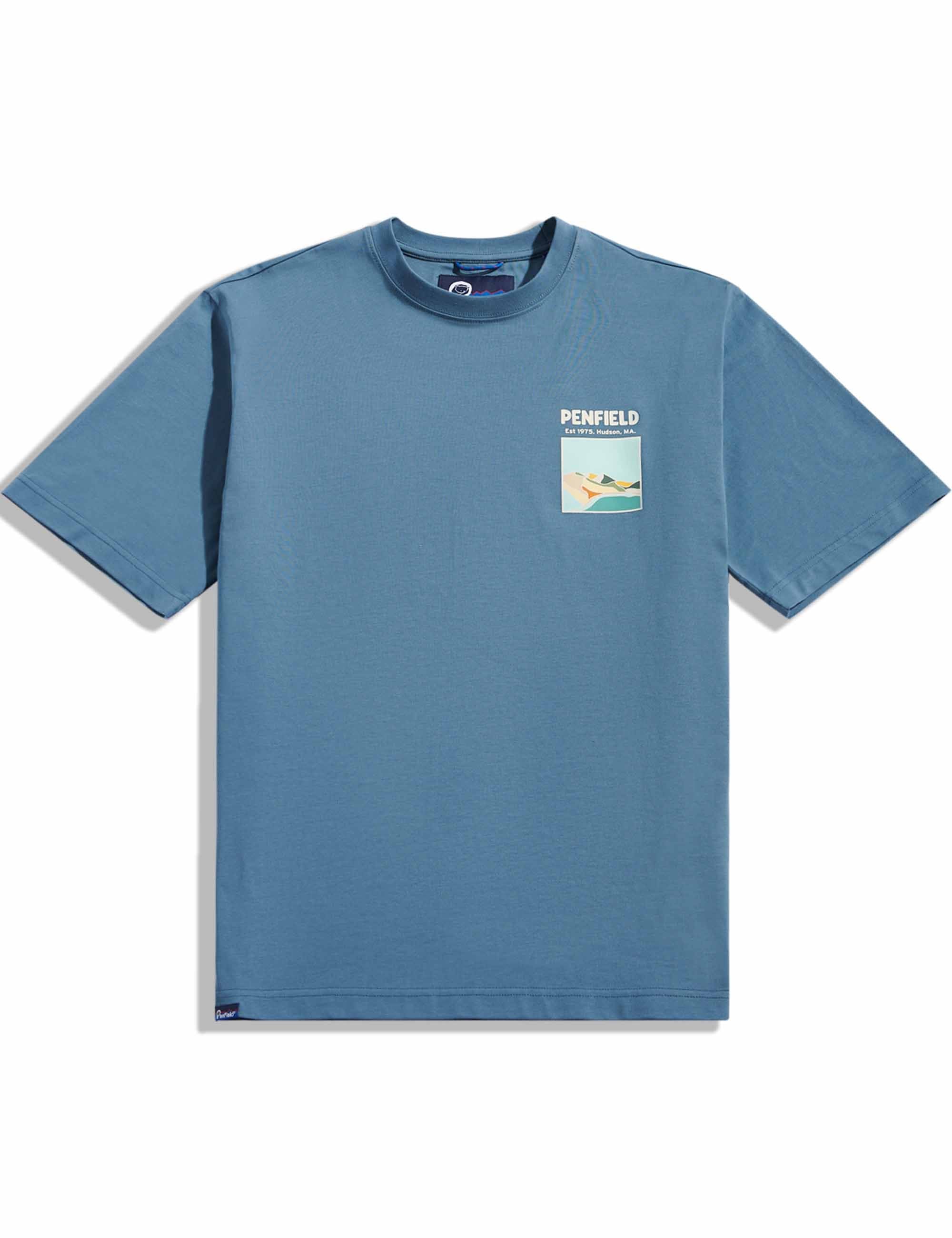 Block Landscape Gaphic T-Shirt - Blue Fusion - Image 4