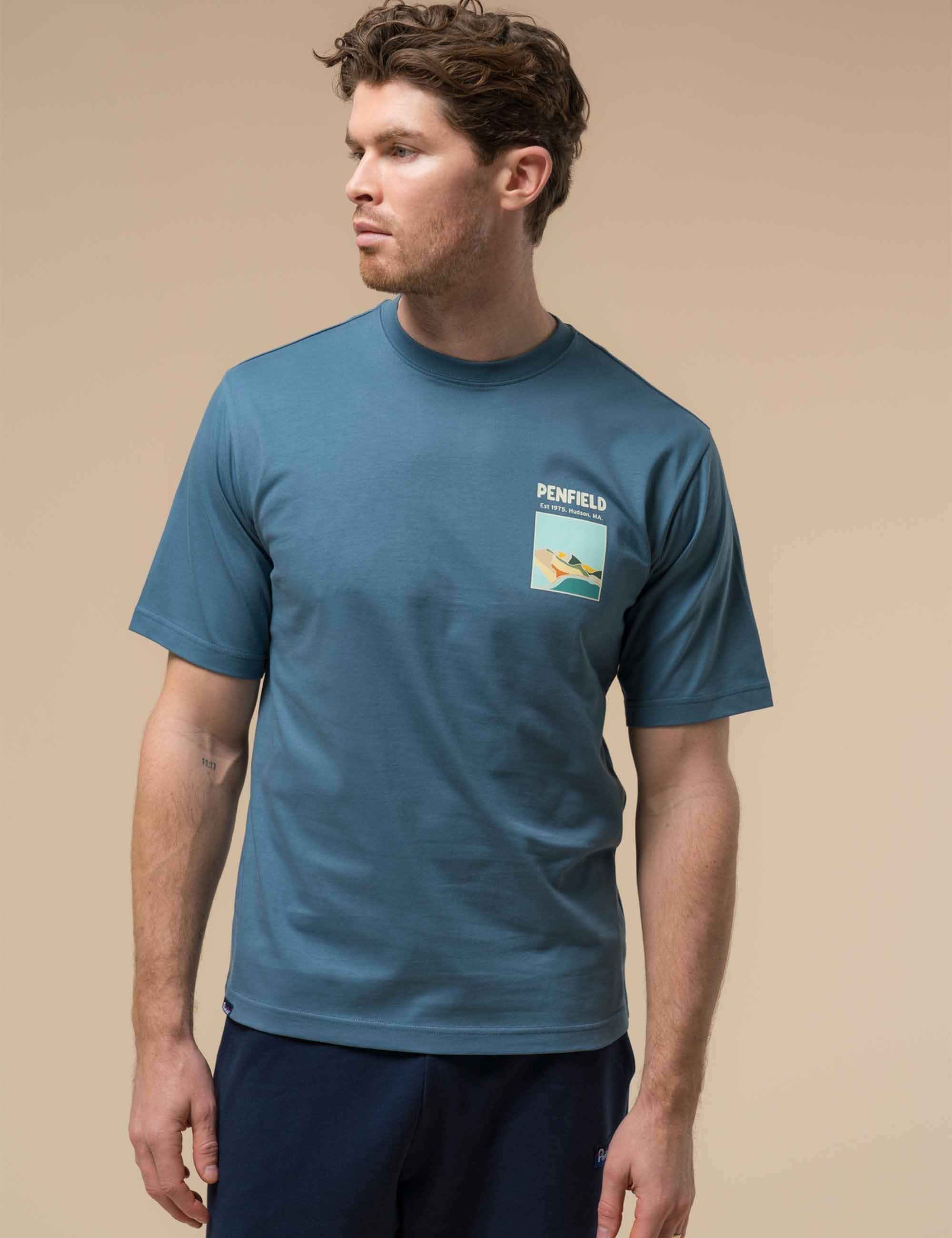 Block Landscape Gaphic T-Shirt - Blue Fusion - Image 5