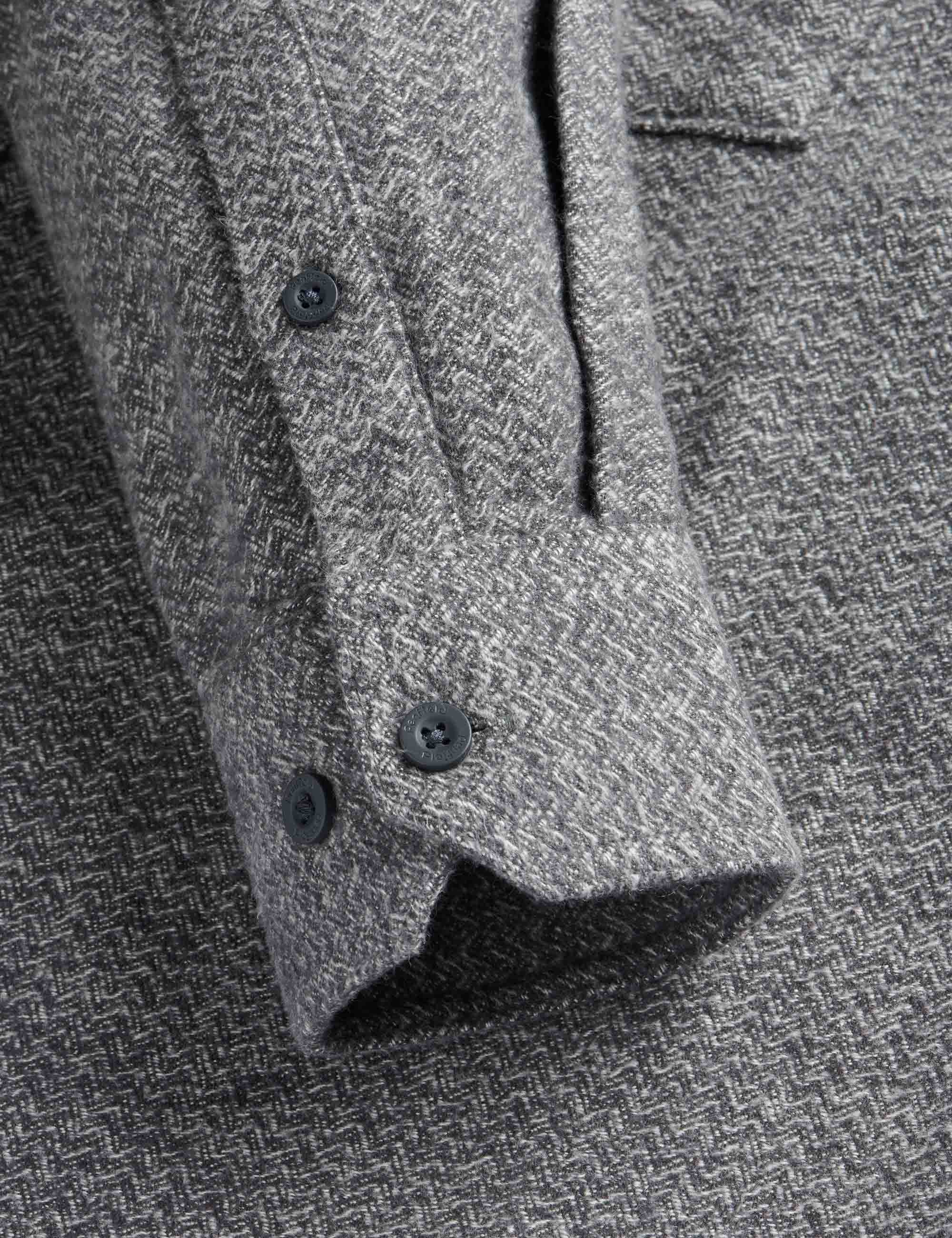 Brushed Textured Overshirt - Mid Grey Heather - Image 4