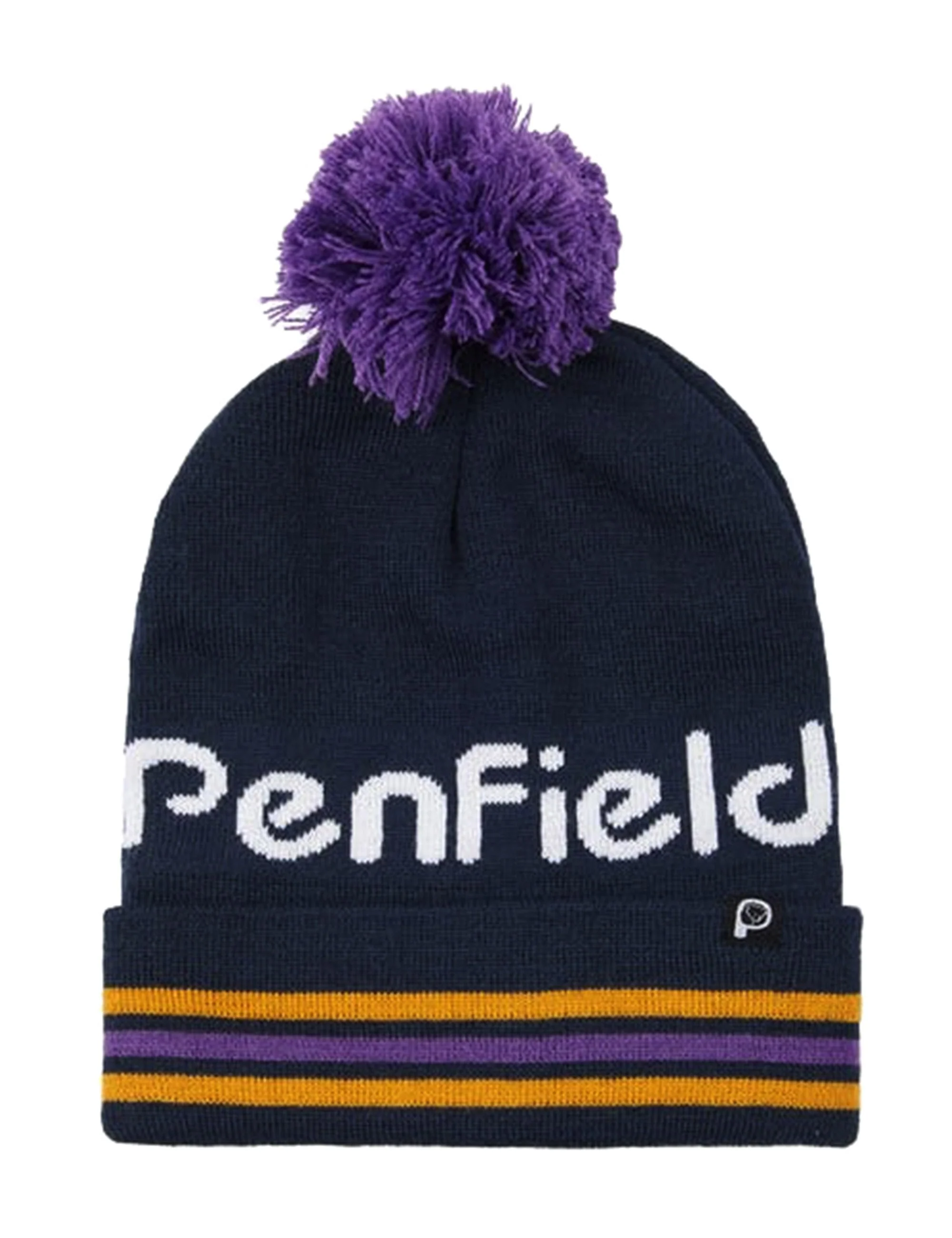 Intarsia Pom Beanie Hat - Navy Blazer