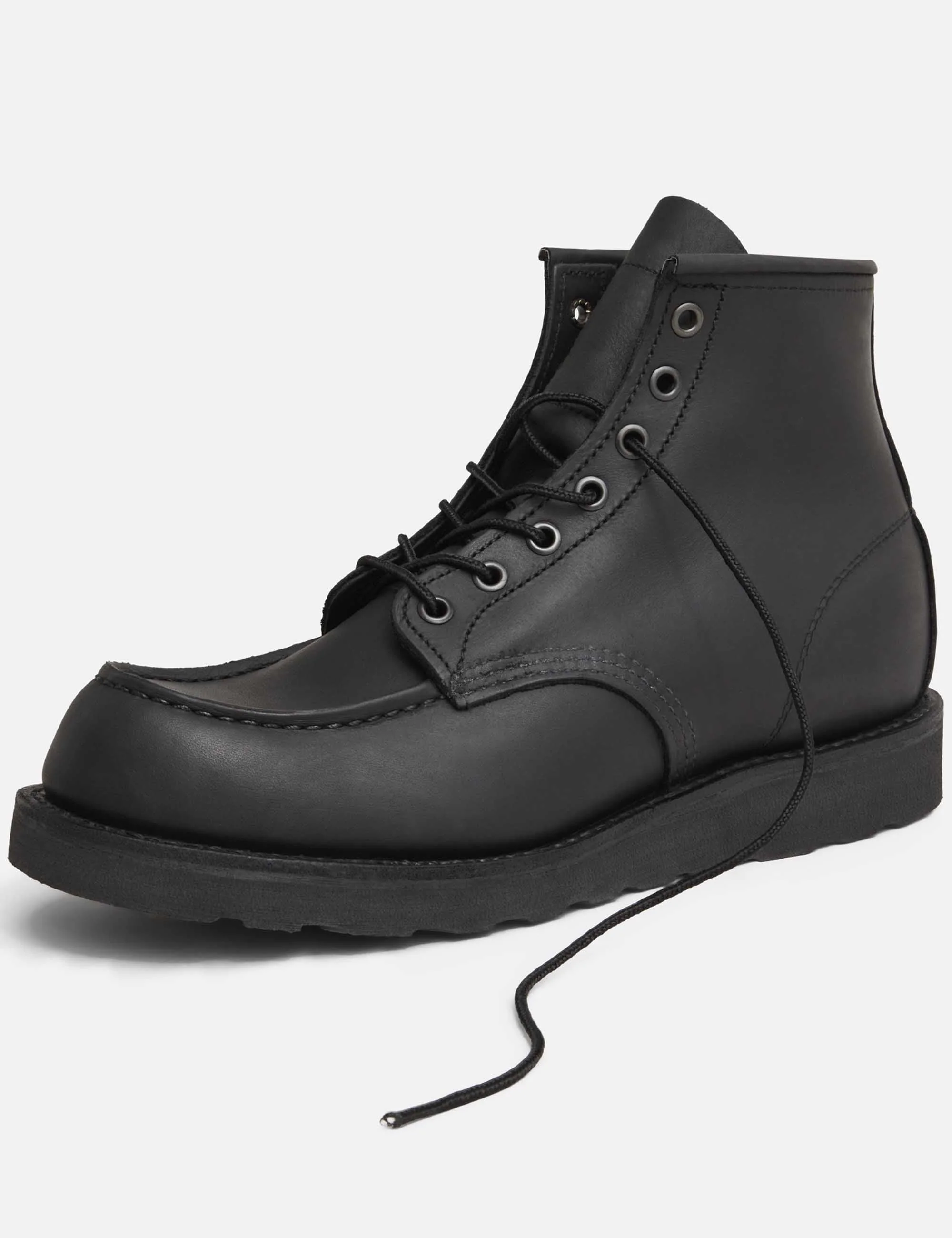 8074 Heritage 6" Moc Toe Boot - Black Harness Leather - Image 5