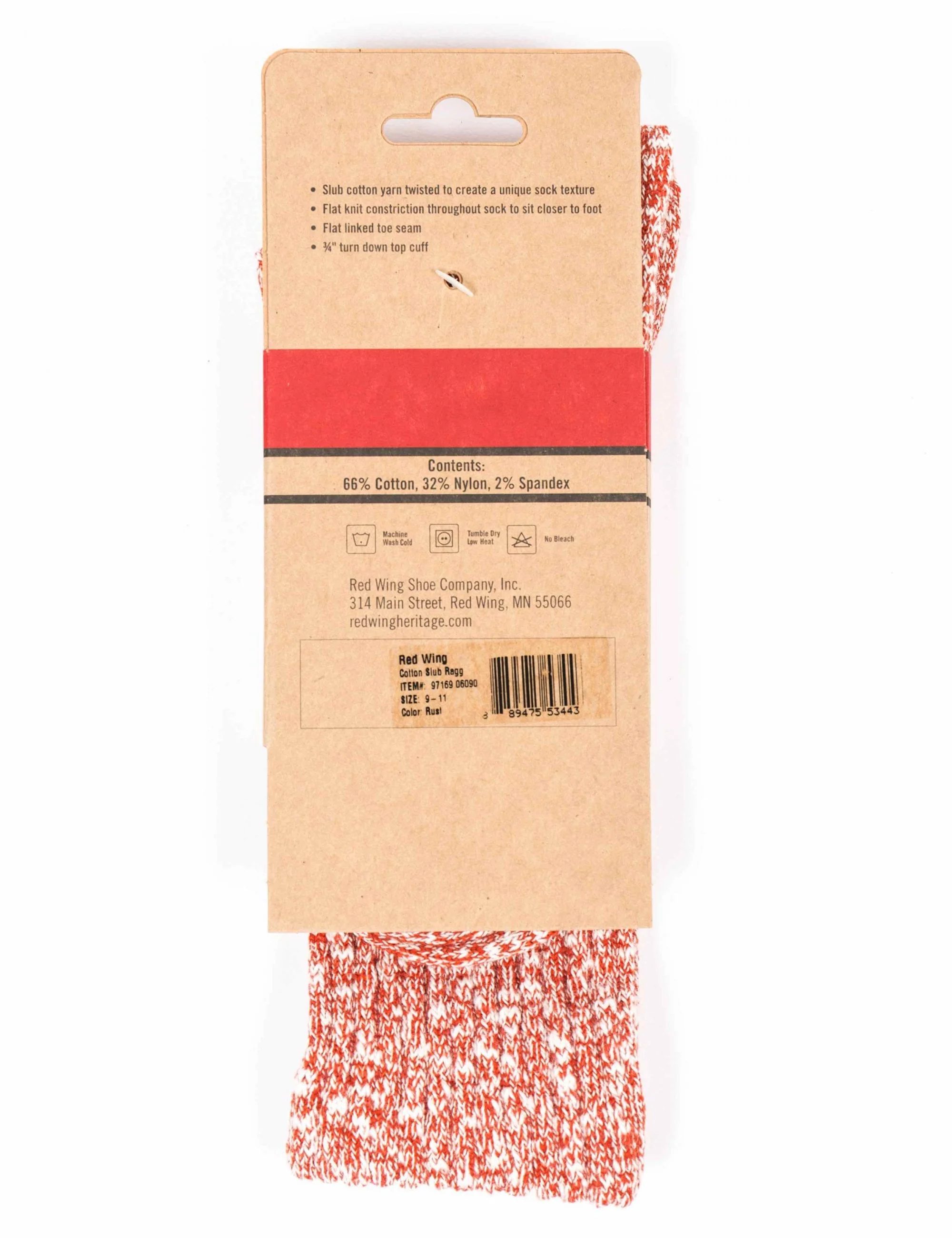 97169 Women's Cotton Ragg Socks - Rust/White - Image 3